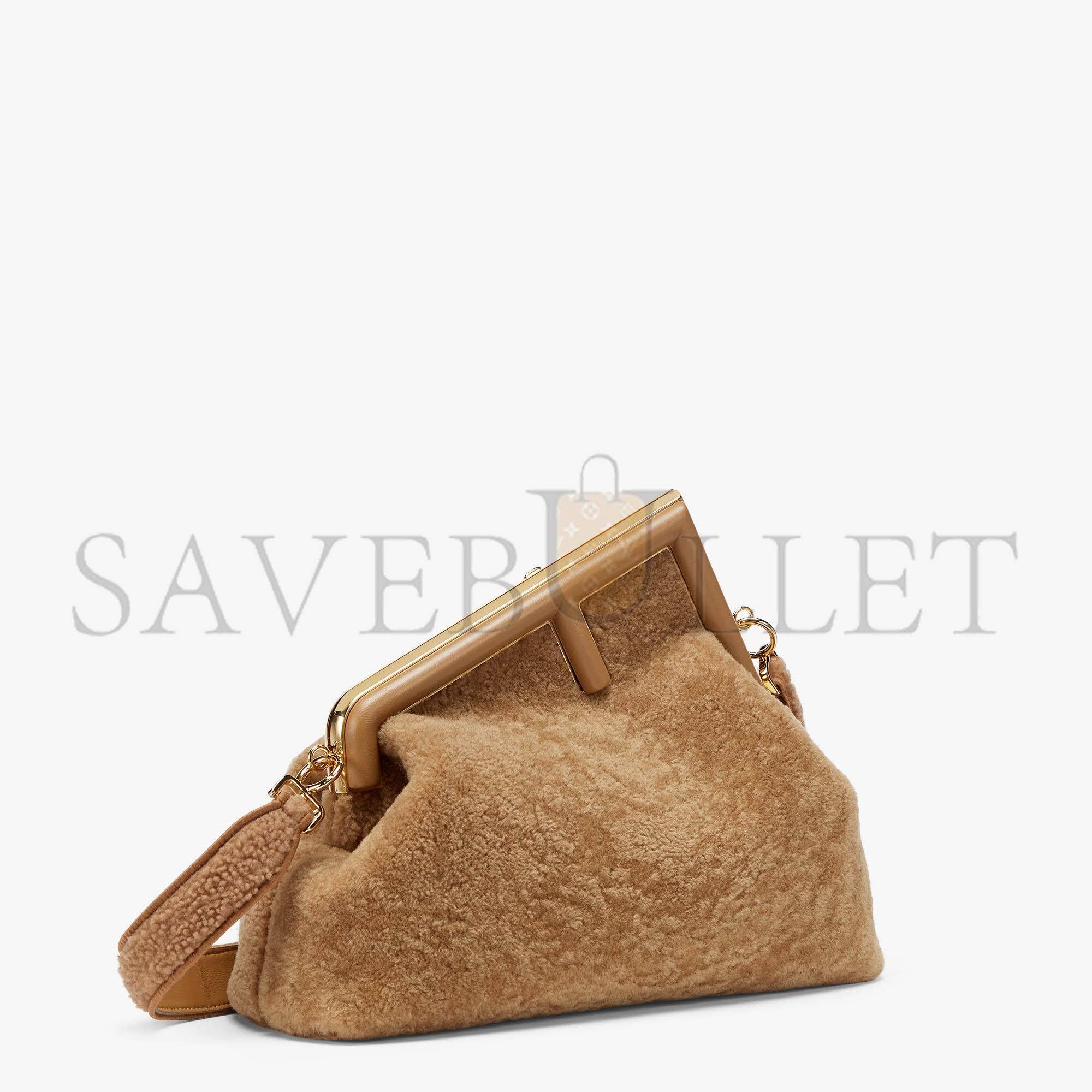 F**di first medium - beige sheepskin bag 8bp127ahnaf0j2d (32.5*23.5*15cm)