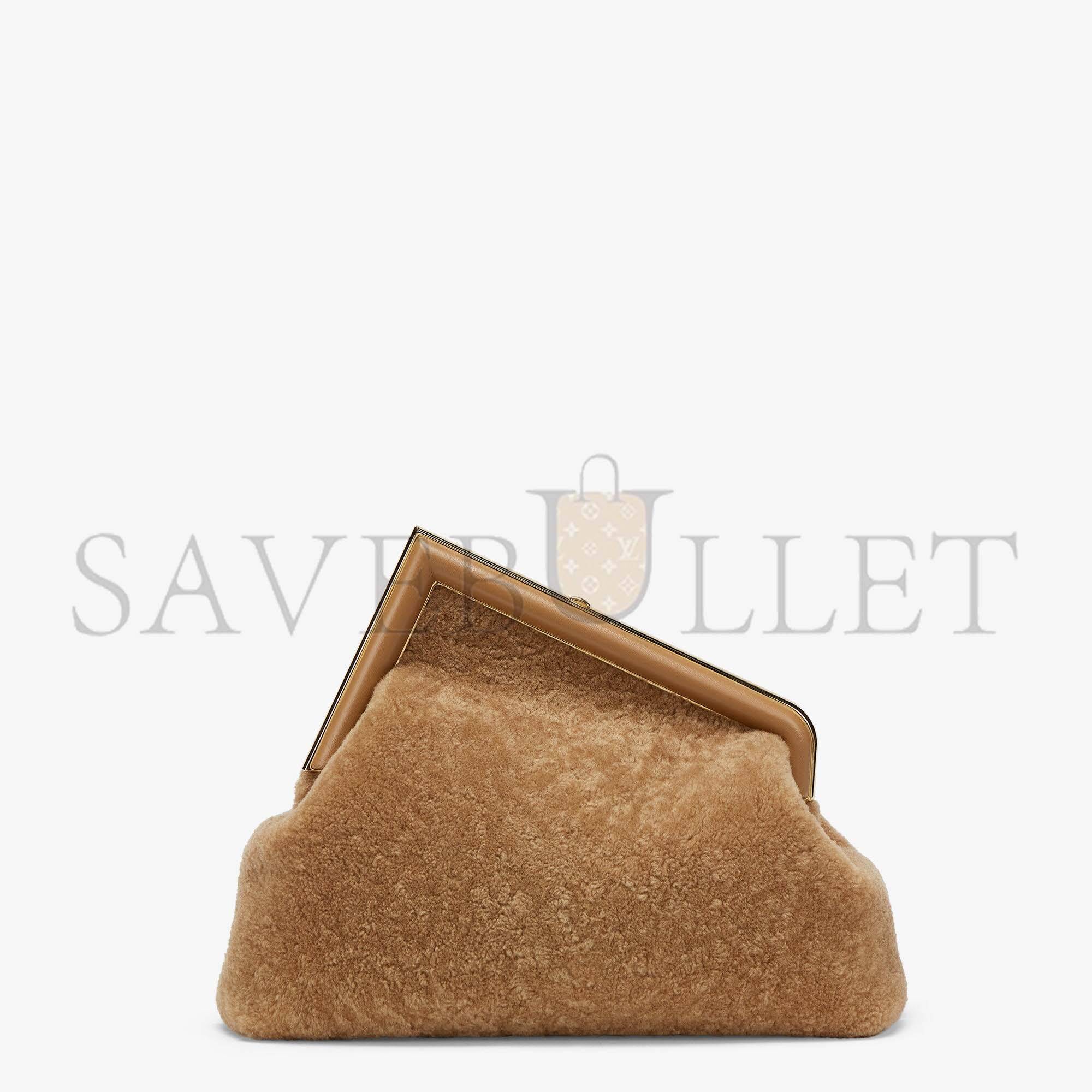 F**di first medium - beige sheepskin bag 8bp127ahnaf0j2d (32.5*23.5*15cm)