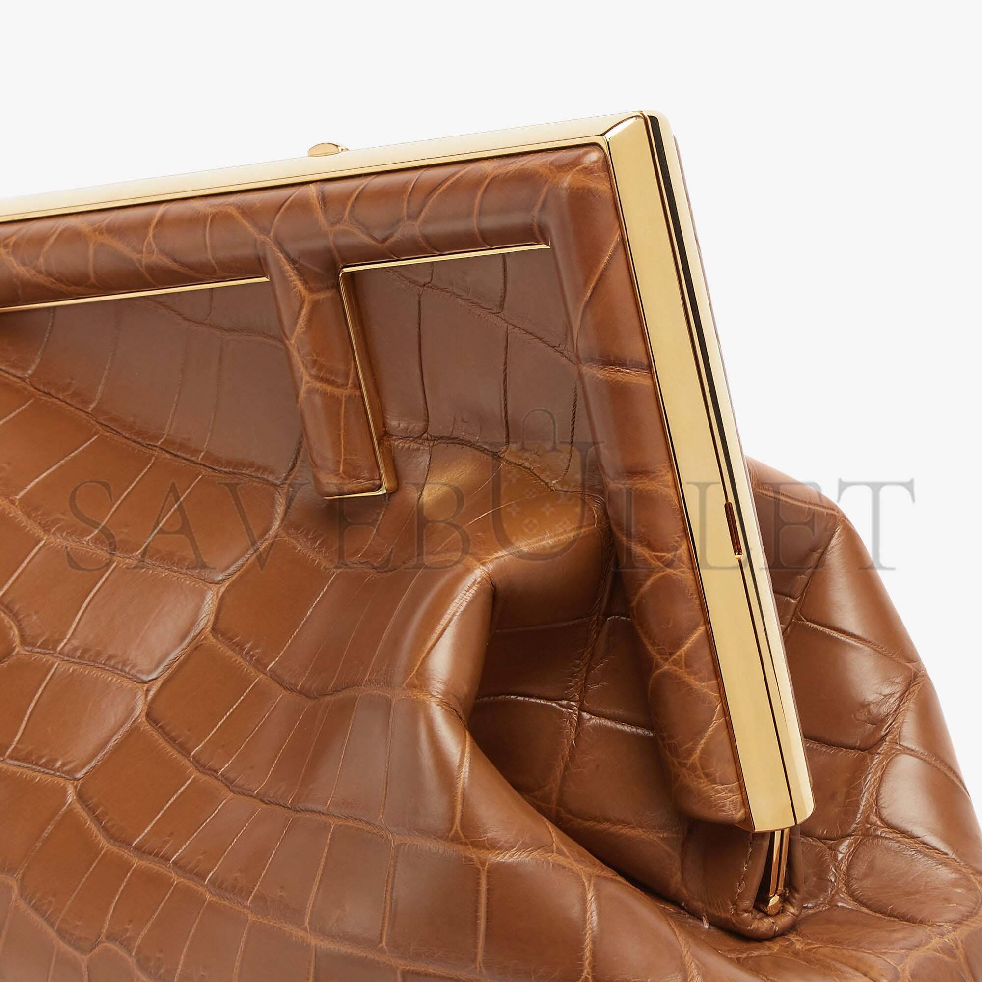 F**di first medium - brown crocodile leather bag 8bp127agxtf0l1a (32.5*23.5*15cm)