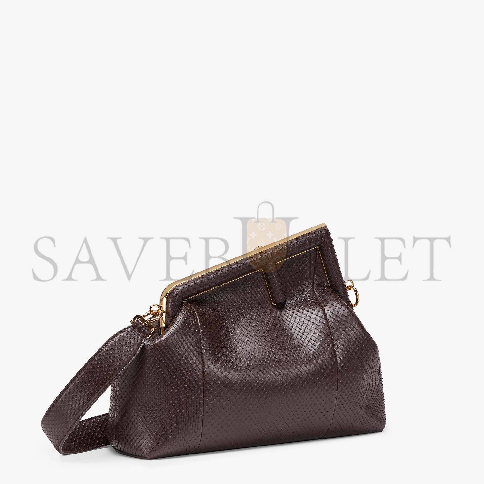 F**di first medium - dark brown python leather bag 8bp127ahn2f12g2 (32.5*23.5*15cm)