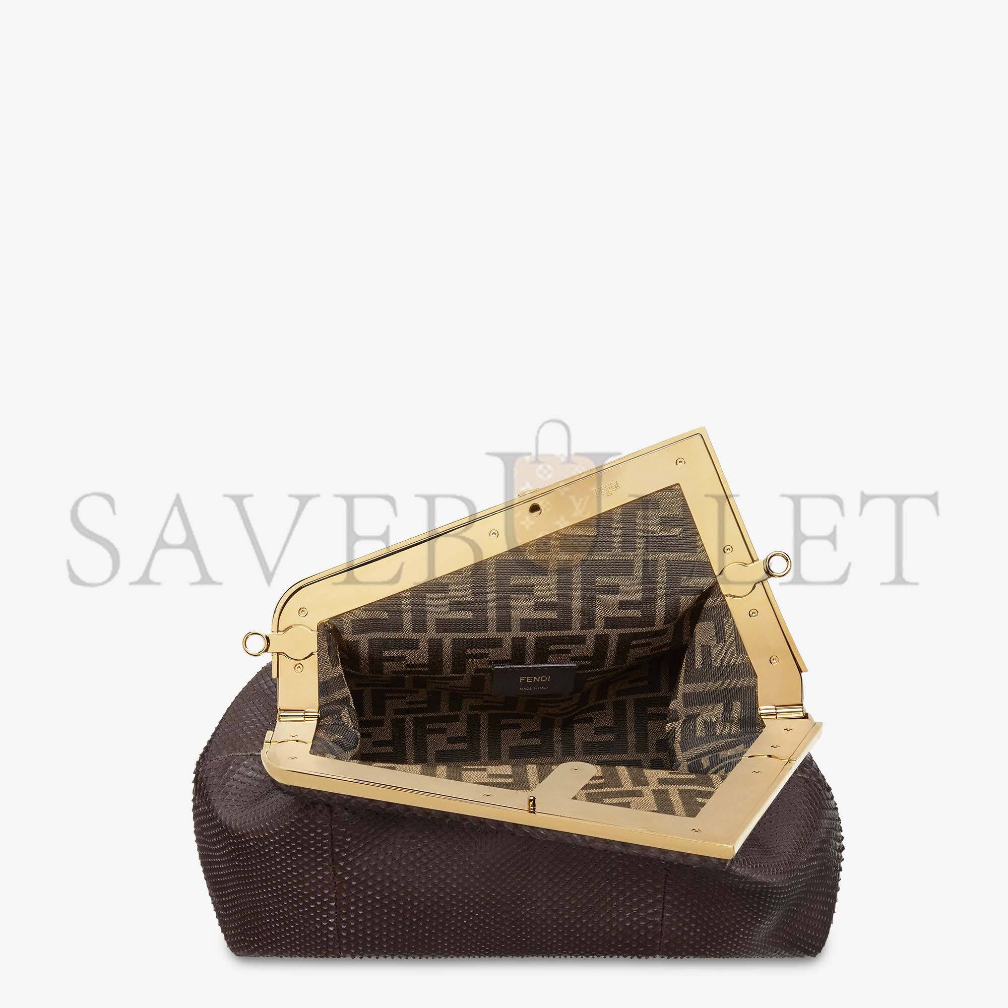 F**di first medium - dark brown python leather bag 8bp127ahn2f12g2 (32.5*23.5*15cm)