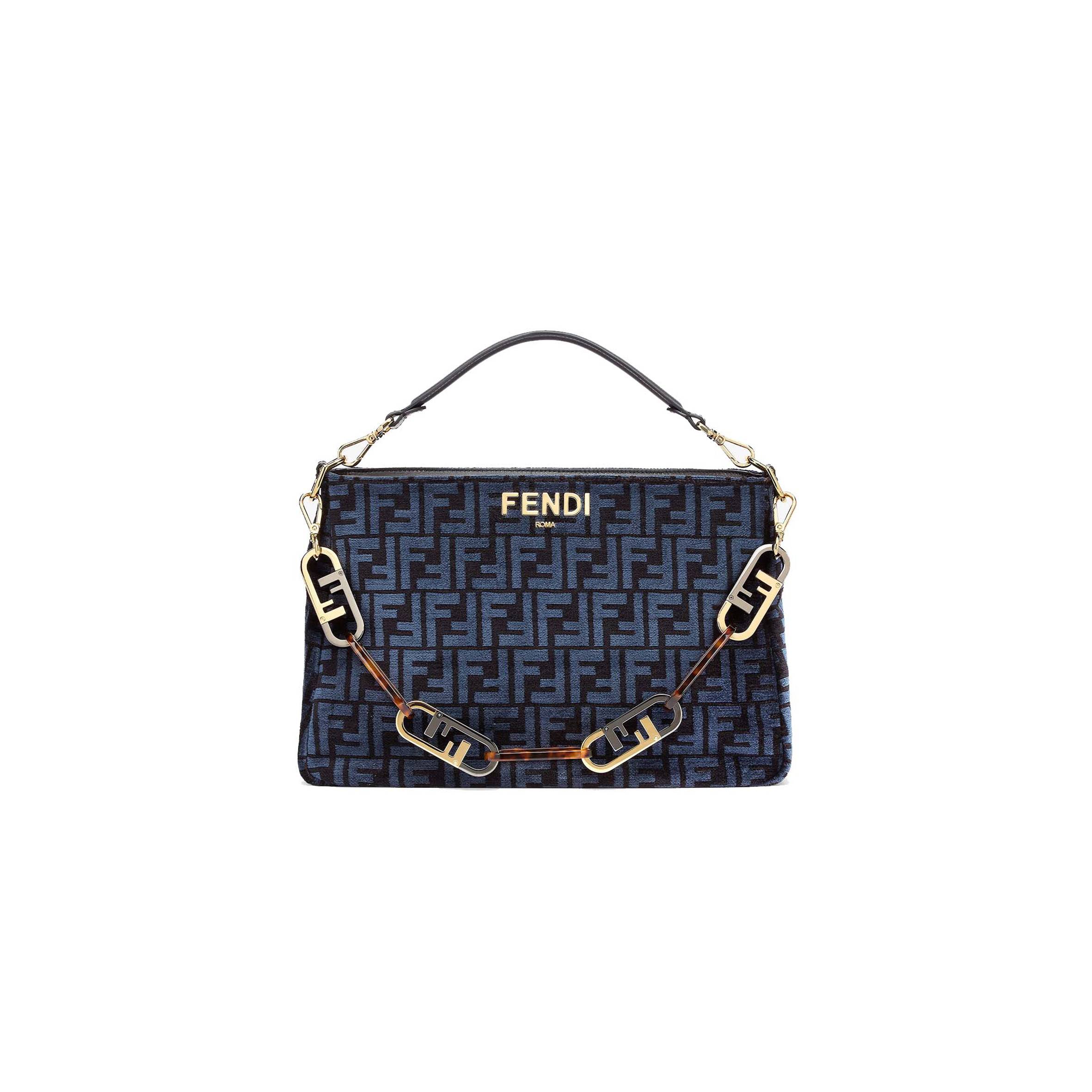 F**di o’lock zipper - dark blue tapestry fabric bag 8br805alfvf1ivu (36*23.5*14cm)