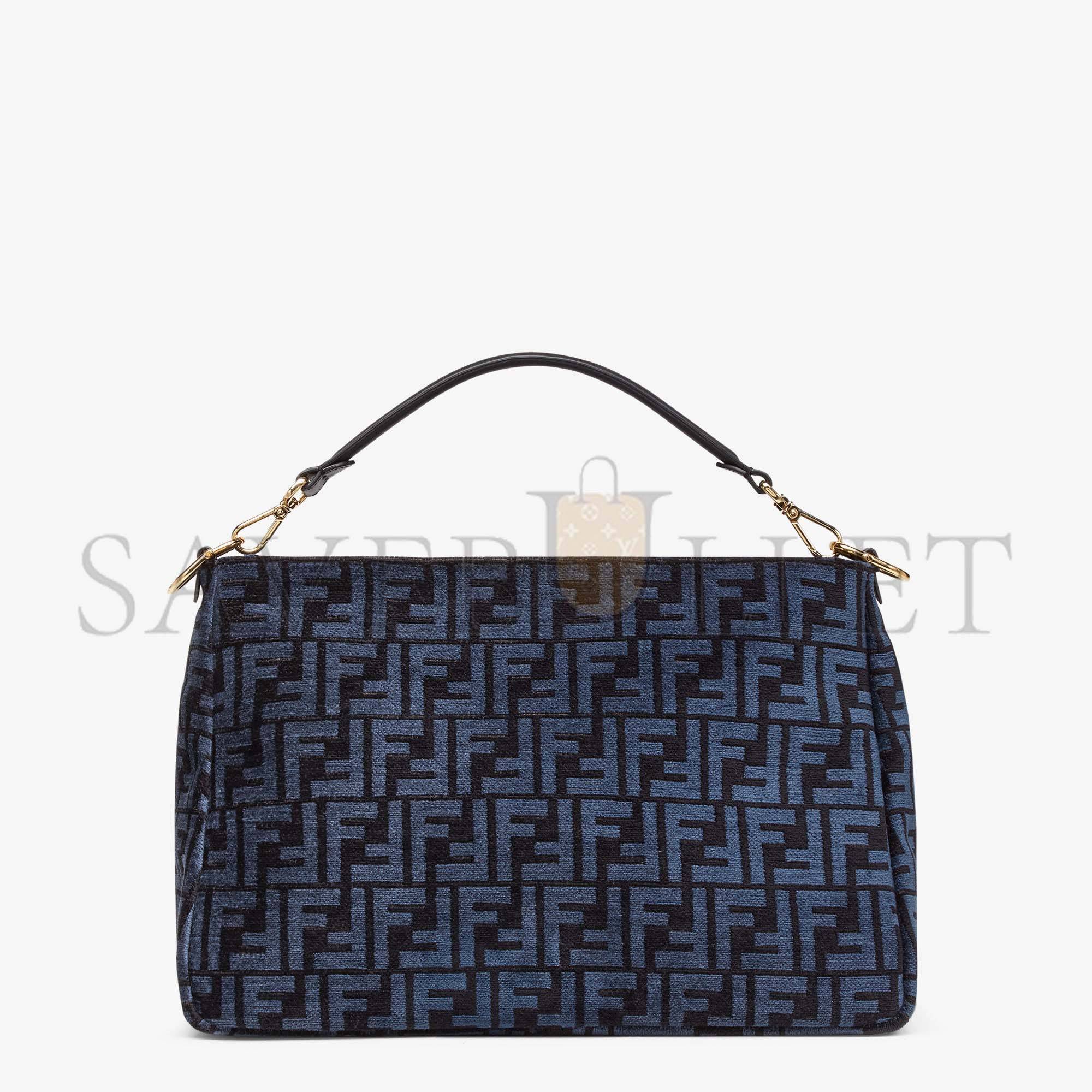 F**di o’lock zipper - dark blue tapestry fabric bag 8br805alfvf1ivu (36*23.5*14cm)