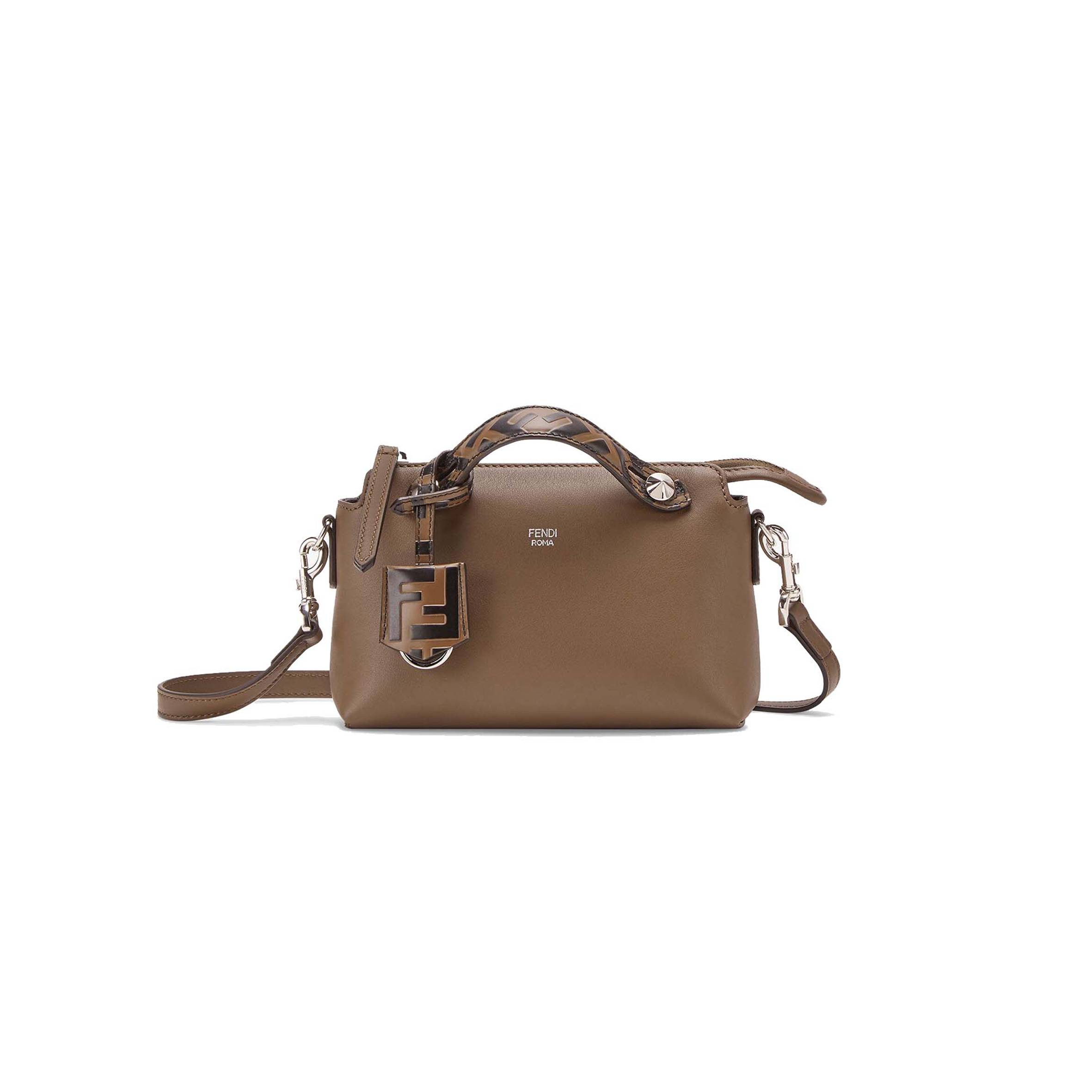 F**di by the way mini - small brown leather boston bag 8bl145a6cof0h3c (21*12.5*9.5cm)