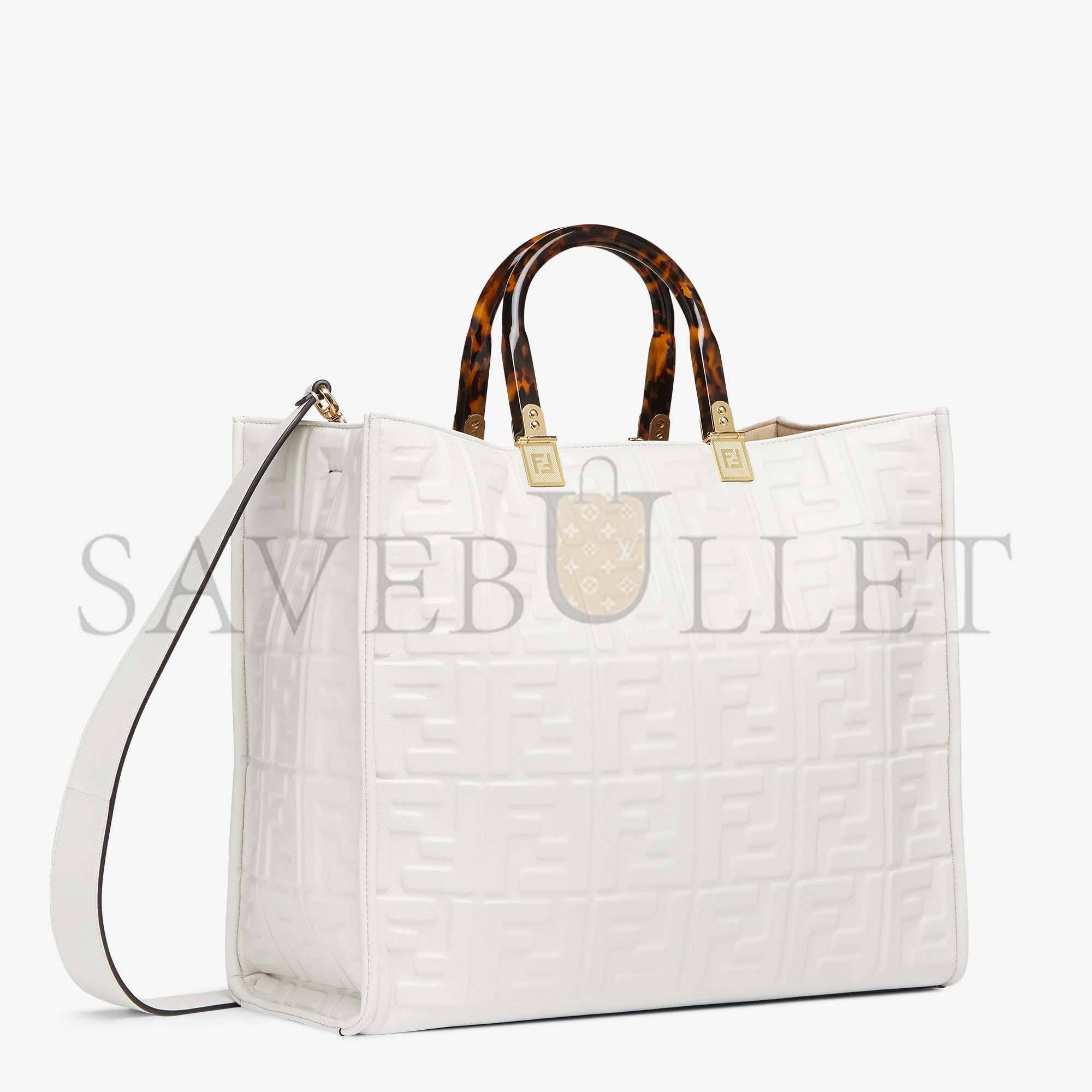 F**di sunshine medium - white leather shopper 8bh386amcvf0qvl (35*31*17cm)