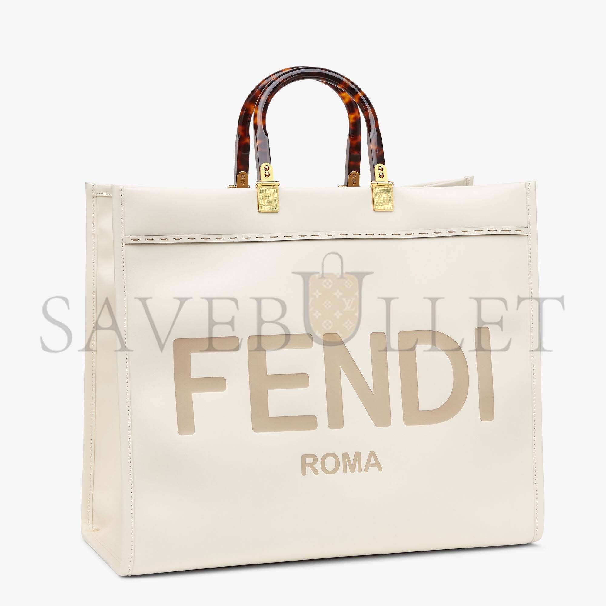 F**di large F**di sunshine - white leather shopperx 8bh372abvlf0k7e (40.5*35*21.5cm)