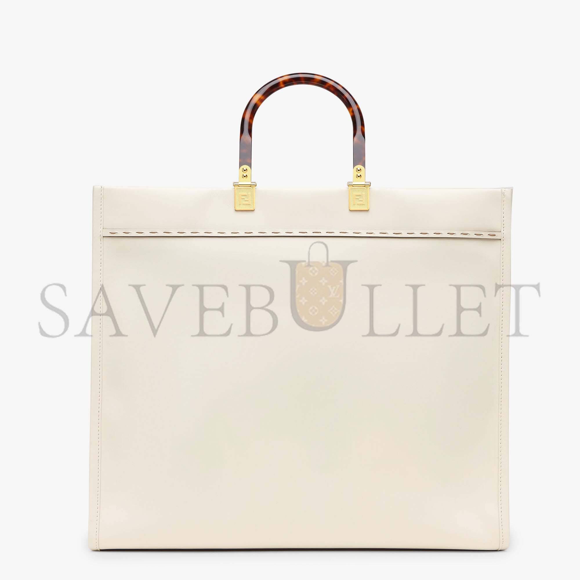 F**di large F**di sunshine - white leather shopperx 8bh372abvlf0k7e (40.5*35*21.5cm)