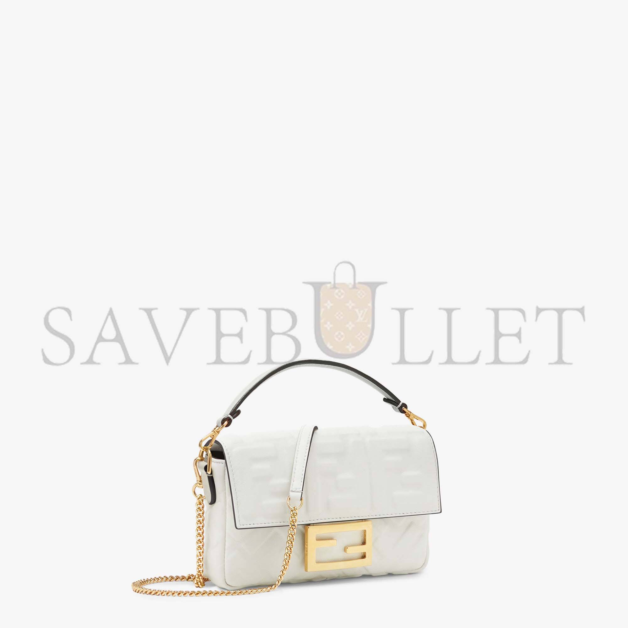 F**di baguette mini - white leather bag 8bs017a72vf15ao (19*11.5*4cm)