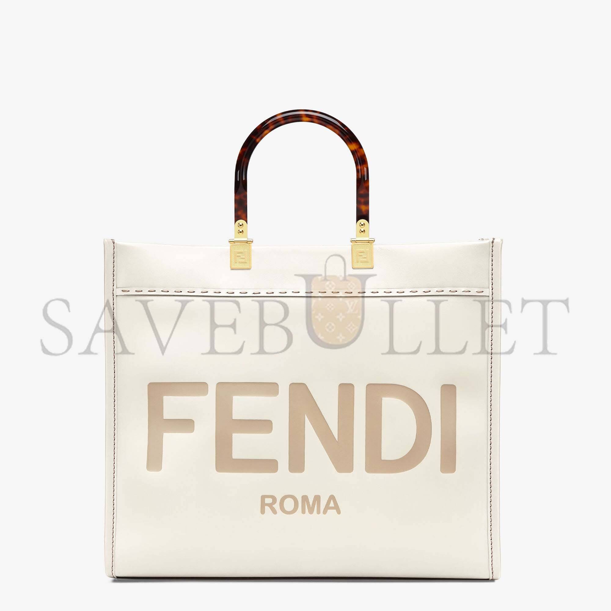 F**di sunshine medium - white leather shopper 8bh386abvlf0k7e (35*31*17cm)