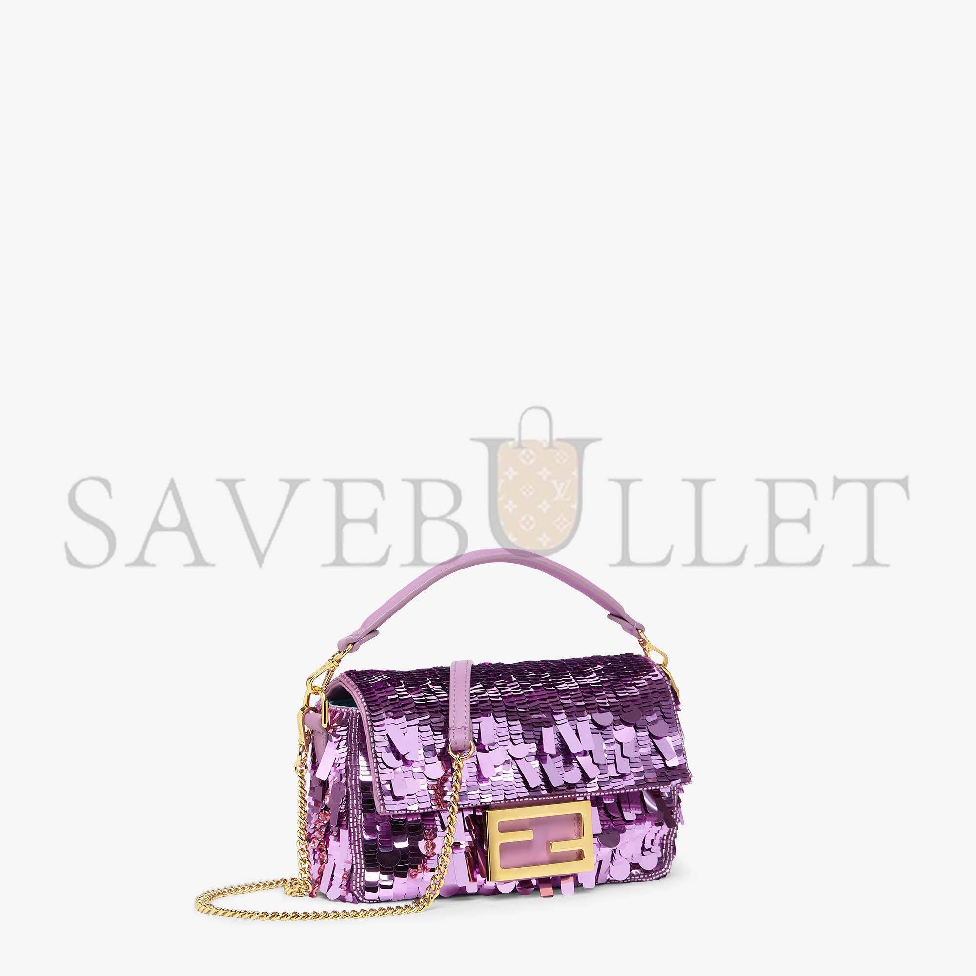 F**di baguette mini - purple sequin and leather bag 8bs017amp0f1jco (20*13*5cm)