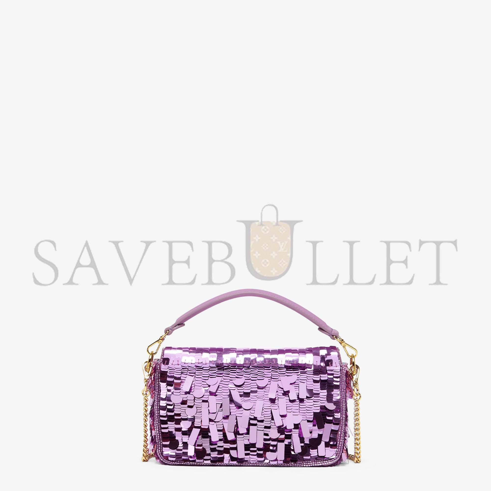 F**di baguette mini - purple sequin and leather bag 8bs017amp0f1jco (20*13*5cm)