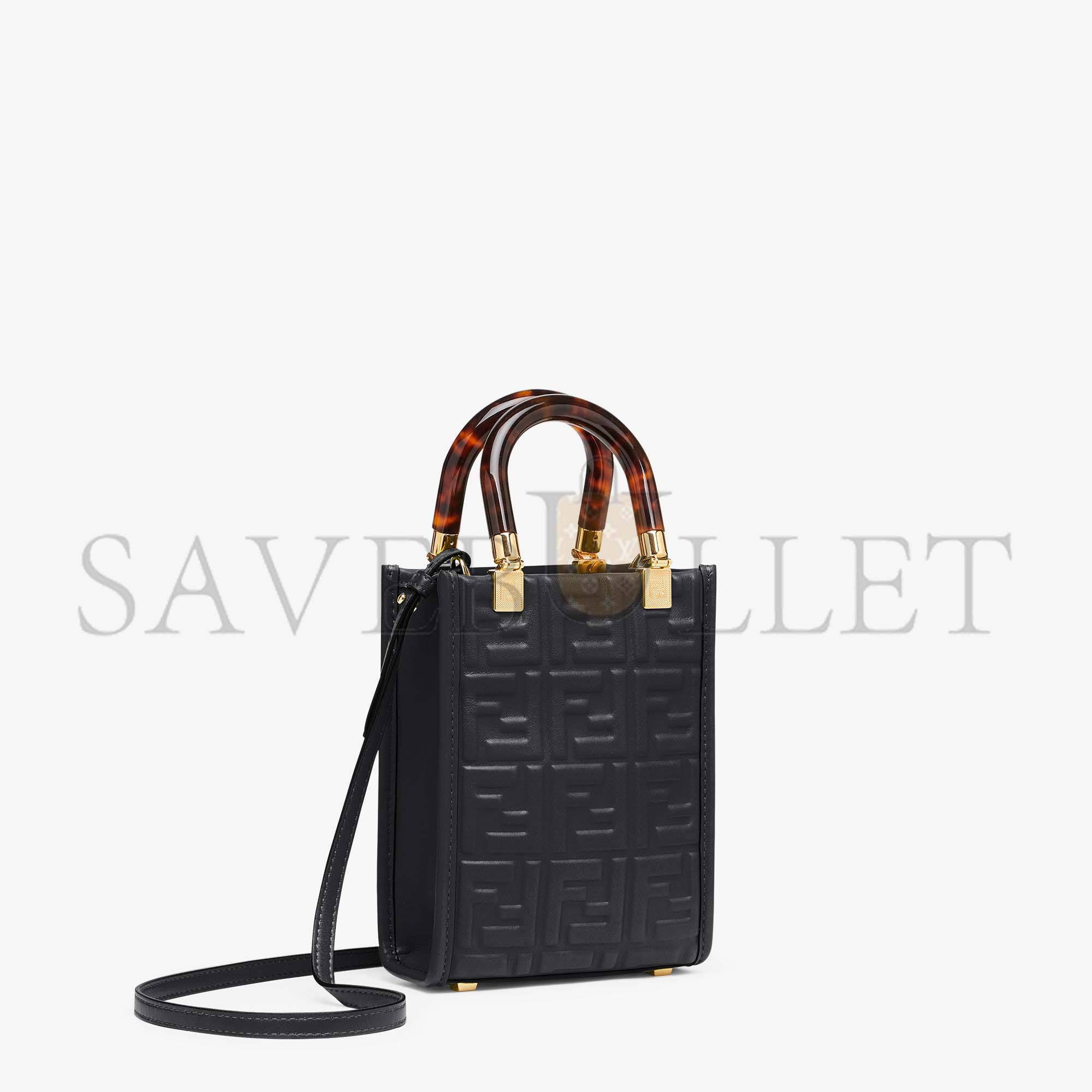 F**di mini sunshine shopper - black leather mini bag 8bs051amcif0kur (18*13*6.5cm)