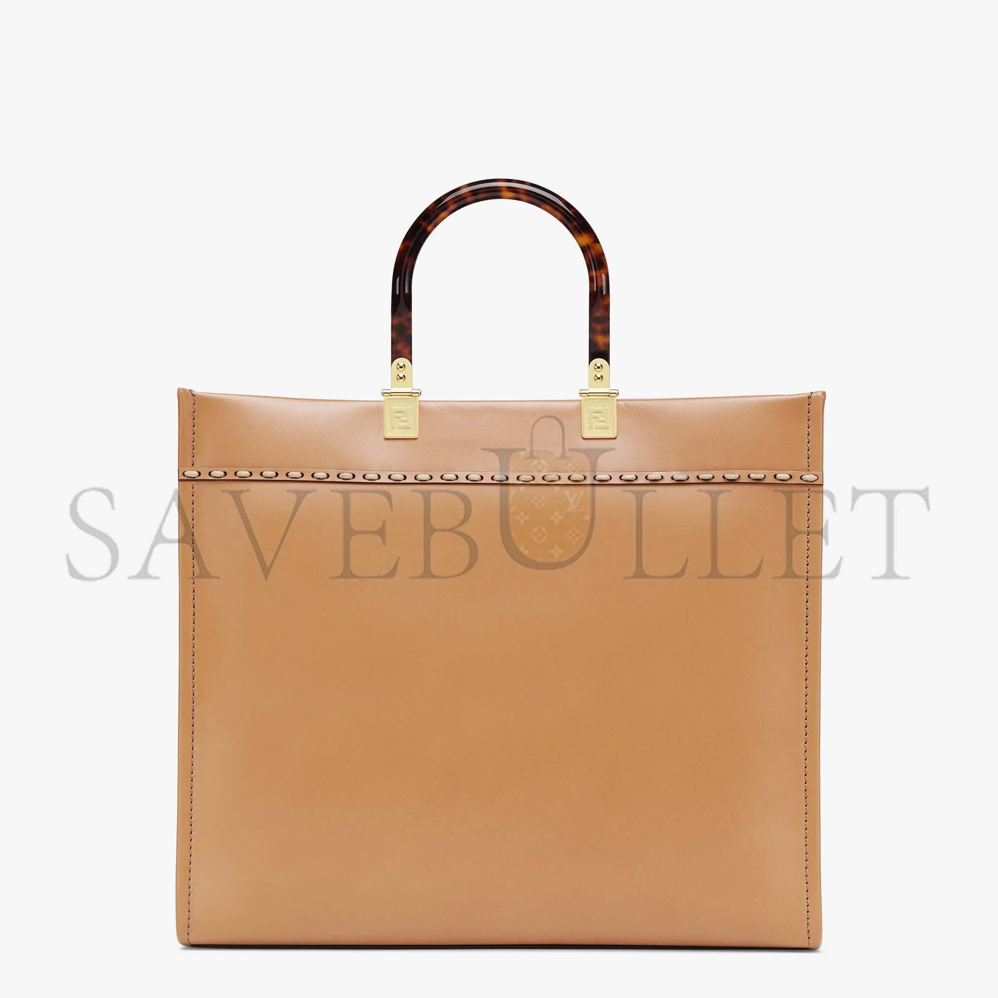 F**di sunshine medium - light brown leather and elaphe shopper bag 8bh386ahn5f1feo (35*31*17cm)