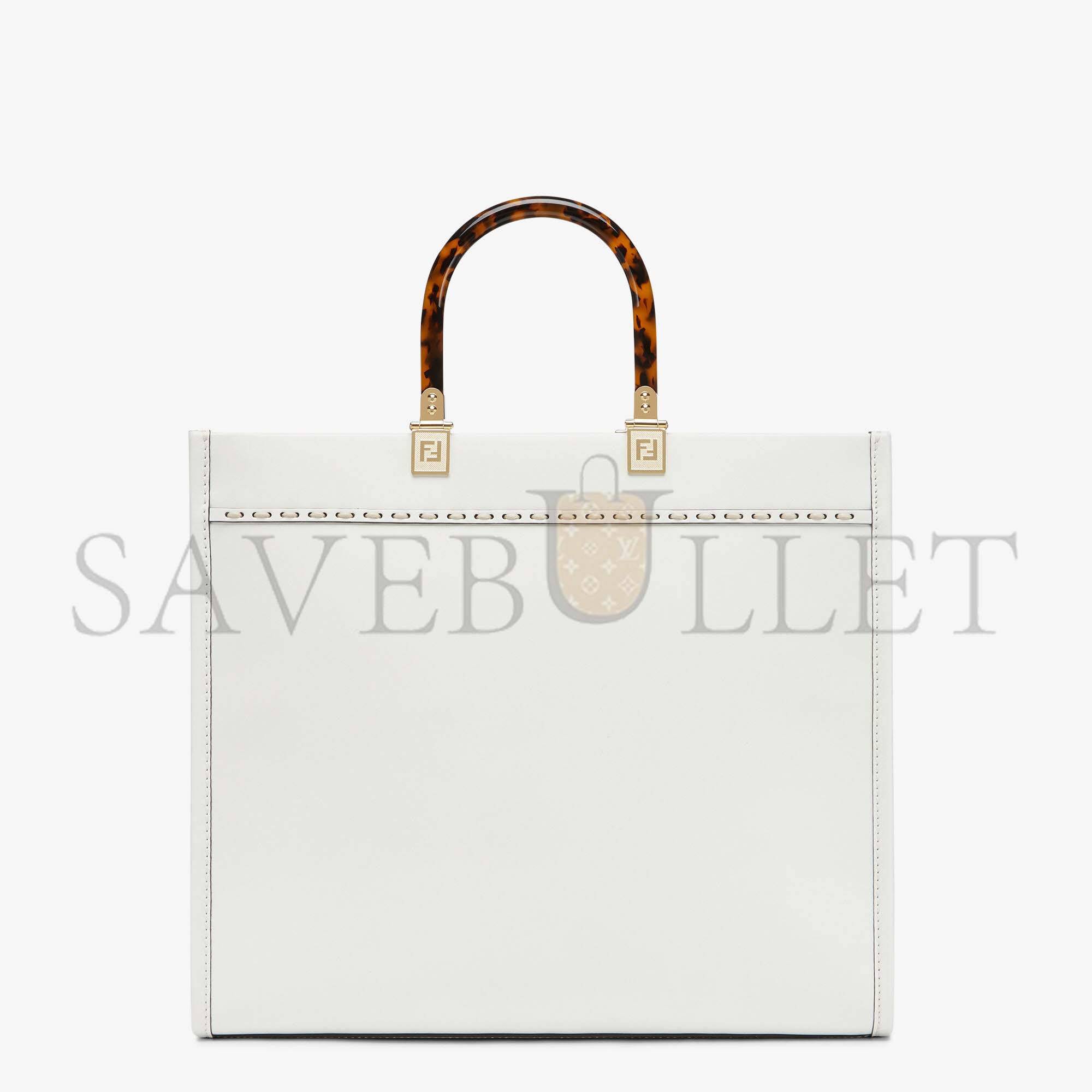 F**di sunshine medium - white leather and elaphe shopper 8bh386ahn5f1ju5 (35*31*17cm)