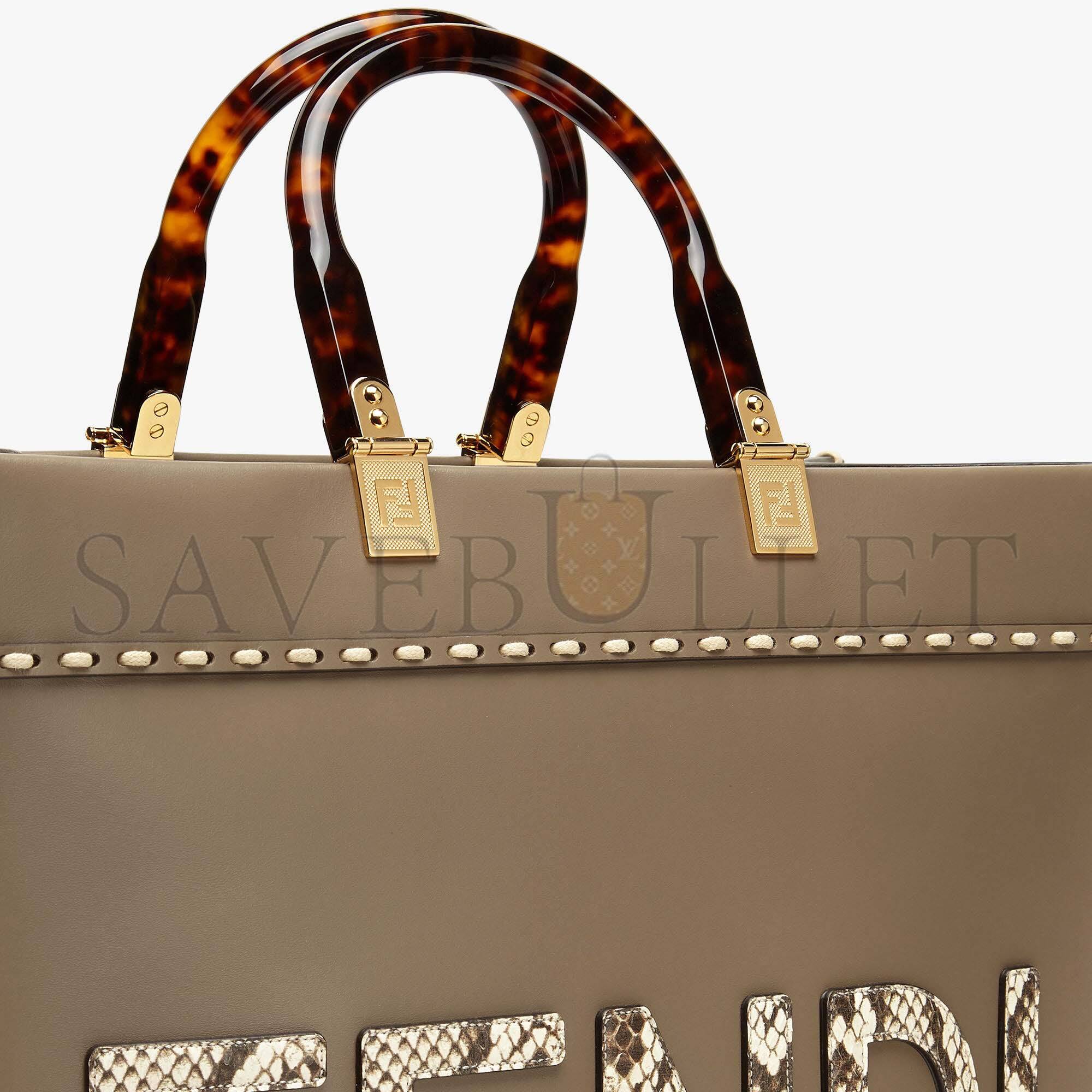 F**di sunshine medium - gray leather and elaphe shopper 8bh386ahn5f1fen (35*31*17cm)