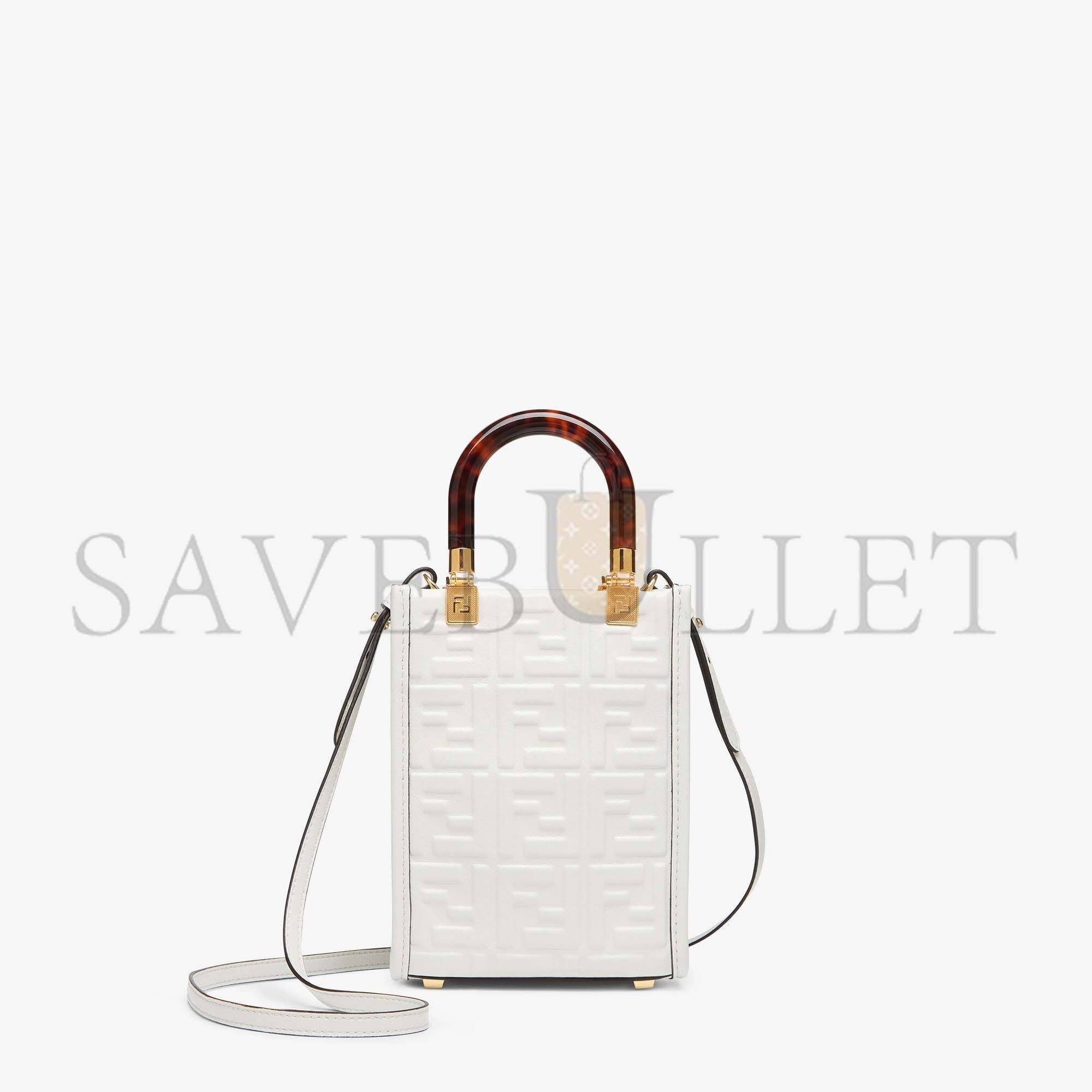 F**di mini sunshine shopper - white leather mini bag 8bs051amcif0qvl (18*13*6.5cm)