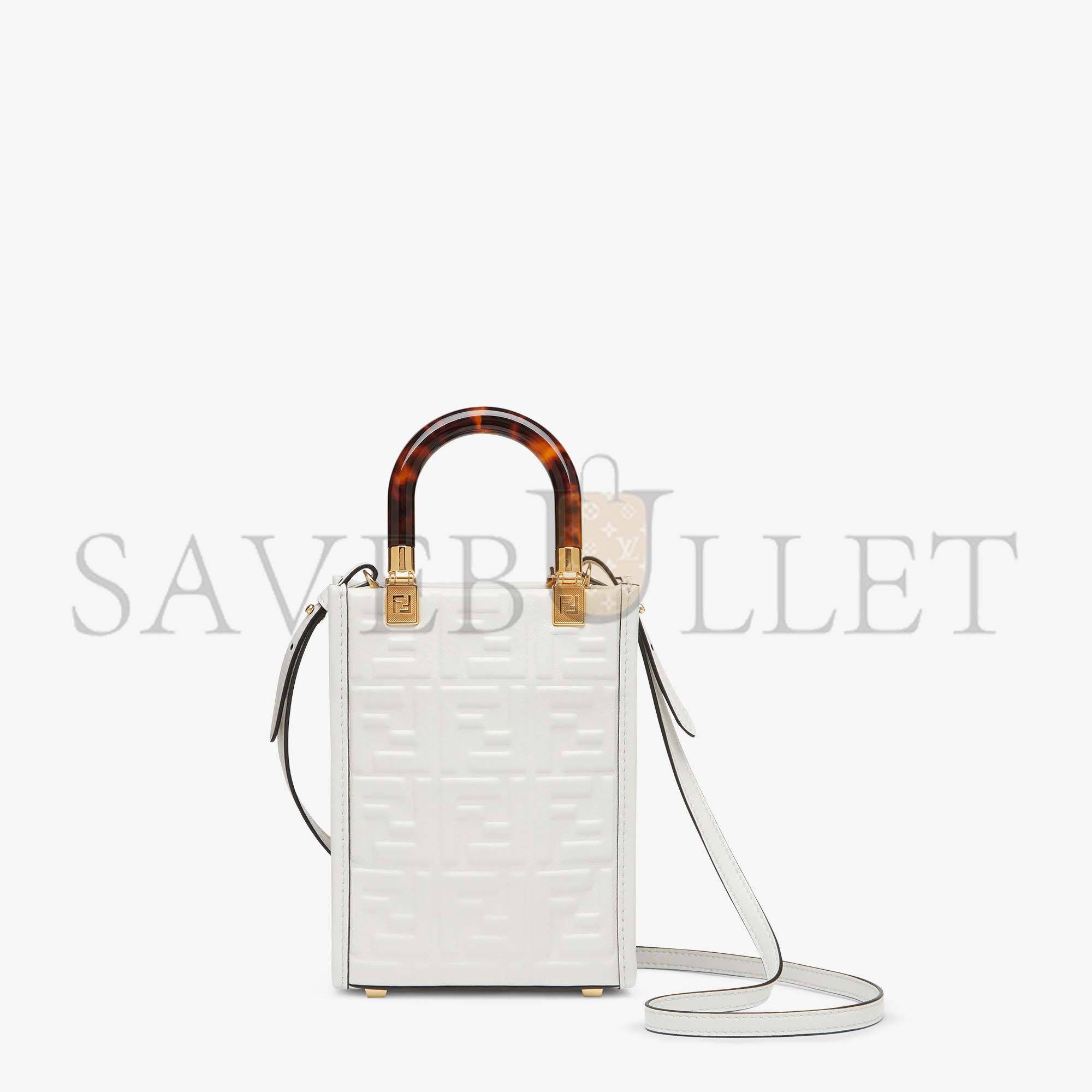 F**di mini sunshine shopper - white leather mini bag 8bs051amcif0qvl (18*13*6.5cm)