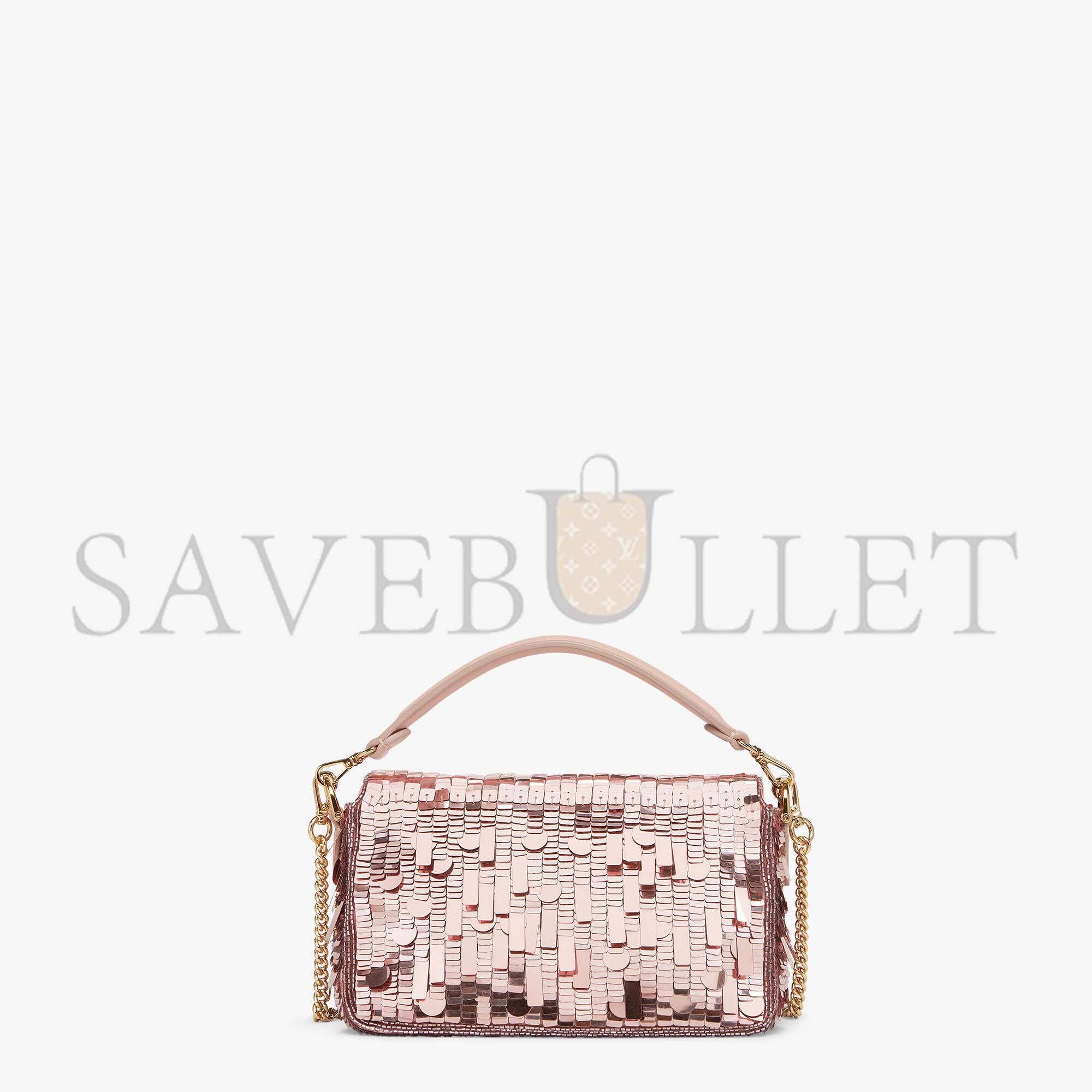 F**di baguette mini - pink sequin and leather bag 8bs017amp0f0j2f (20*13*5cm)