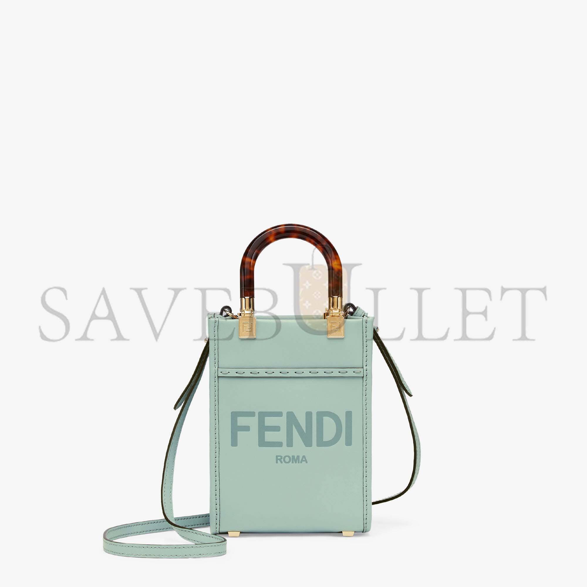 F**di mini sunshine shopper - mint green leather mini-bag 8bs051abvlf03hw (18*13*6.5cm)