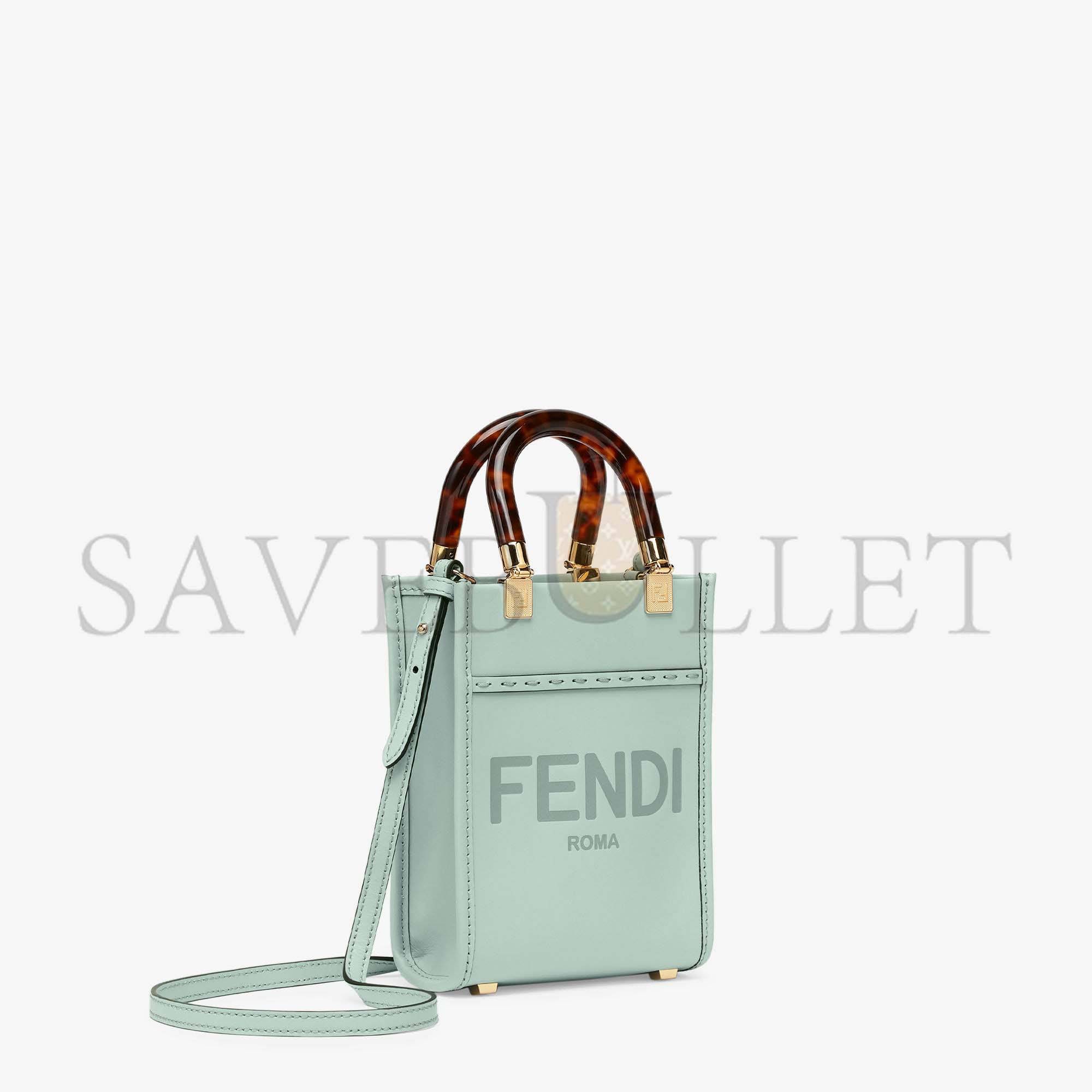 F**di mini sunshine shopper - mint green leather mini-bag 8bs051abvlf03hw (18*13*6.5cm)