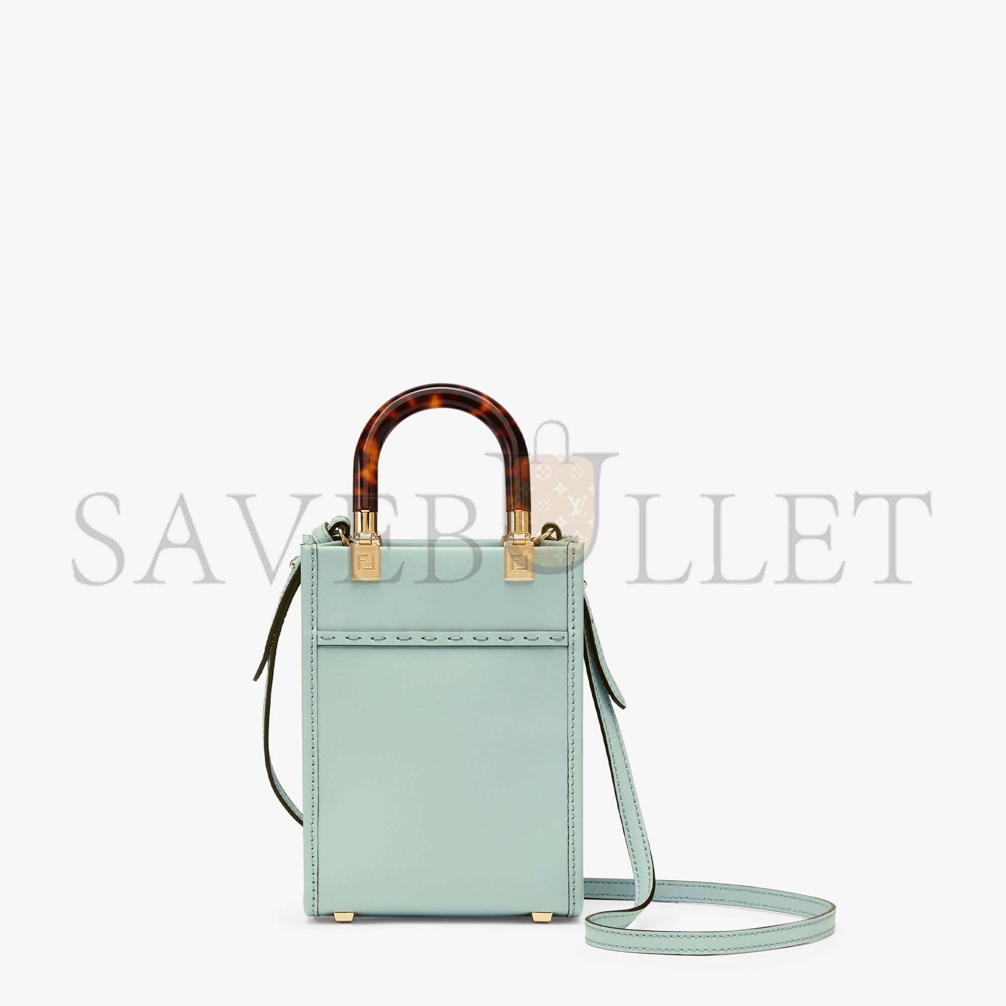 F**di mini sunshine shopper - mint green leather mini-bag 8bs051abvlf03hw (18*13*6.5cm)