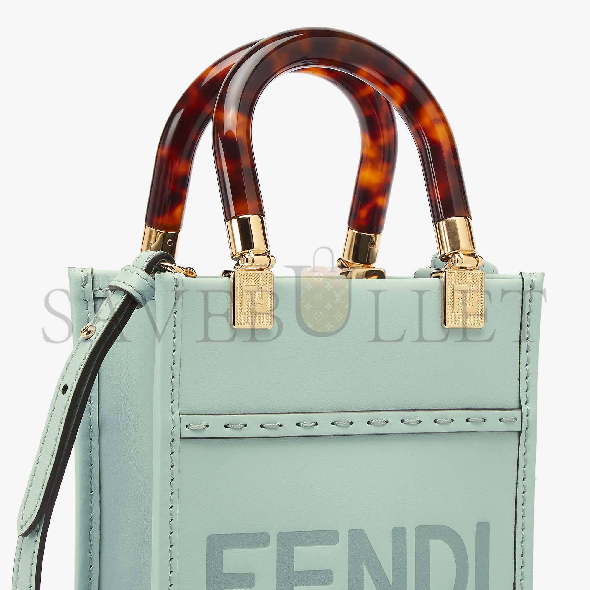 F**di mini sunshine shopper - mint green leather mini-bag 8bs051abvlf03hw (18*13*6.5cm)