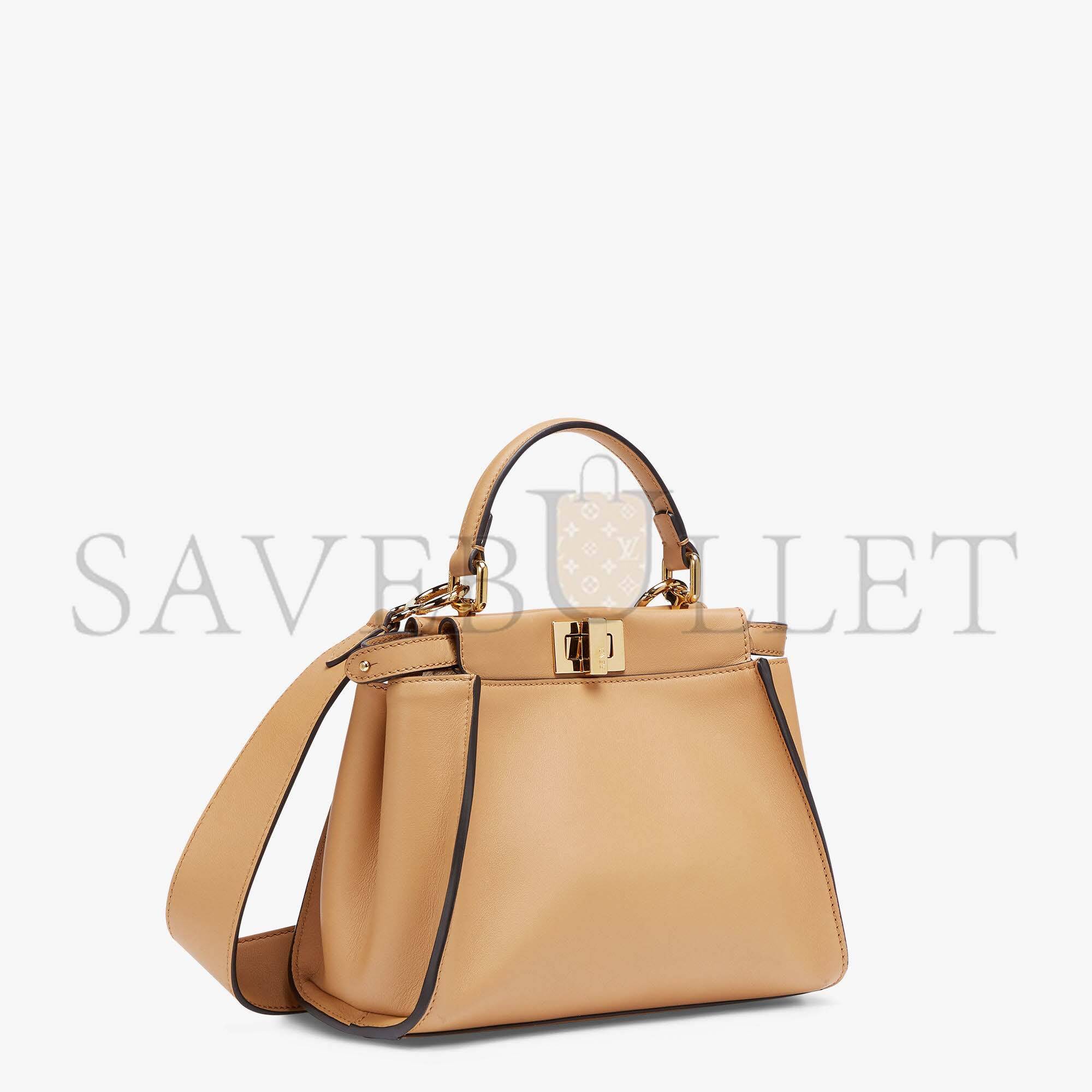 F**di peekaboo mini - beige leather bag 8bn244ahjwf1f1l (23*18*11cm)