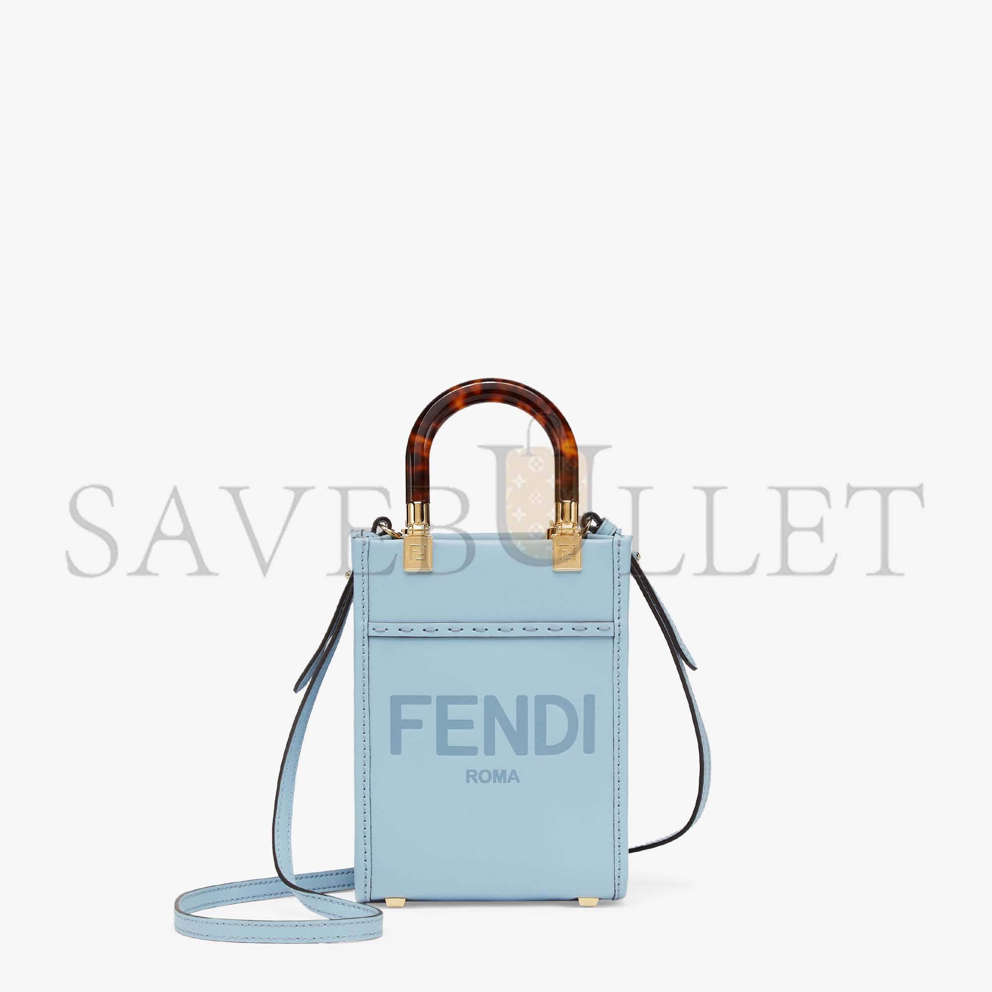 F**di mini sunshine shopper - light blue leather mini bag 8bs051abvlf1993 (18*13*6.5cm)