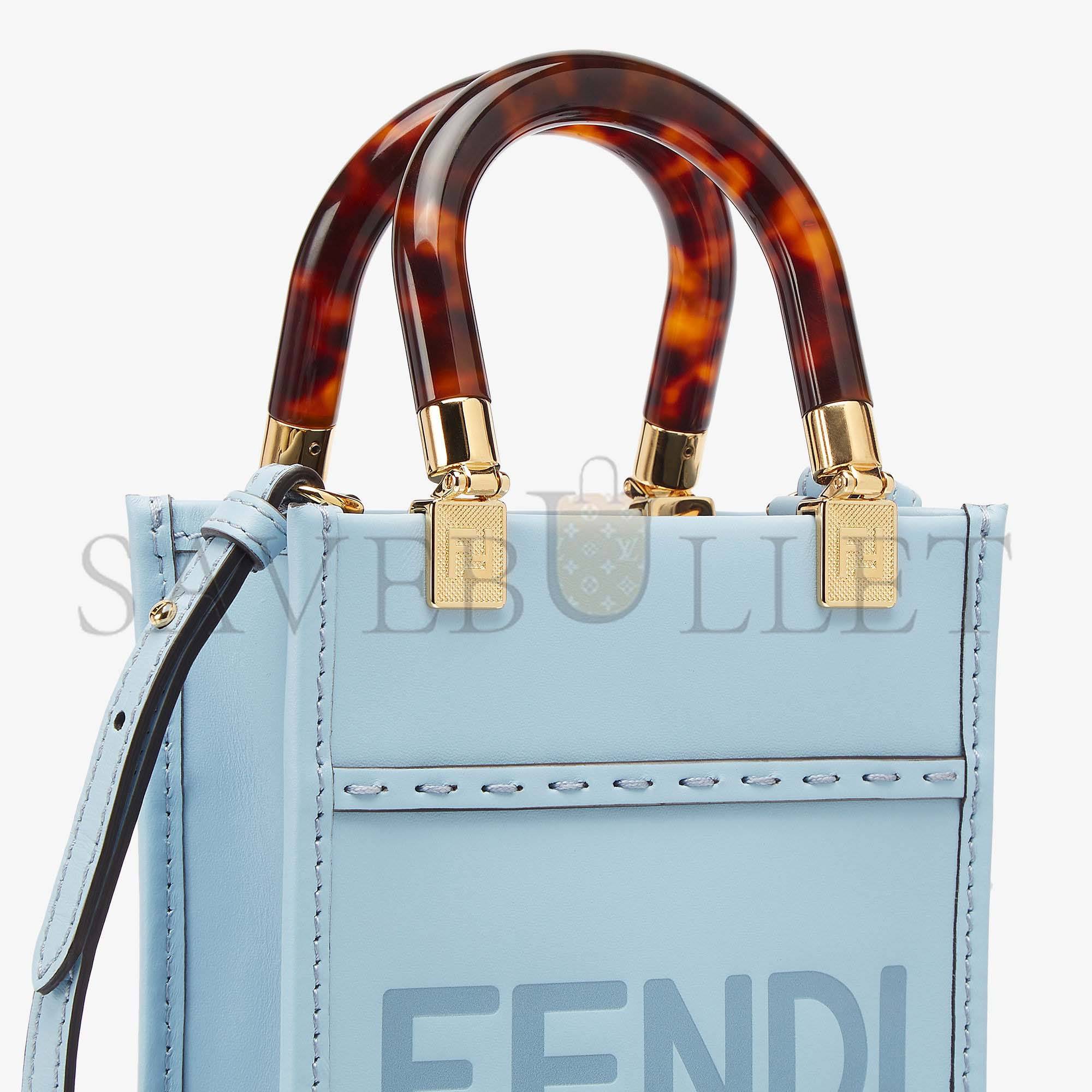 F**di mini sunshine shopper - light blue leather mini bag 8bs051abvlf1993 (18*13*6.5cm)