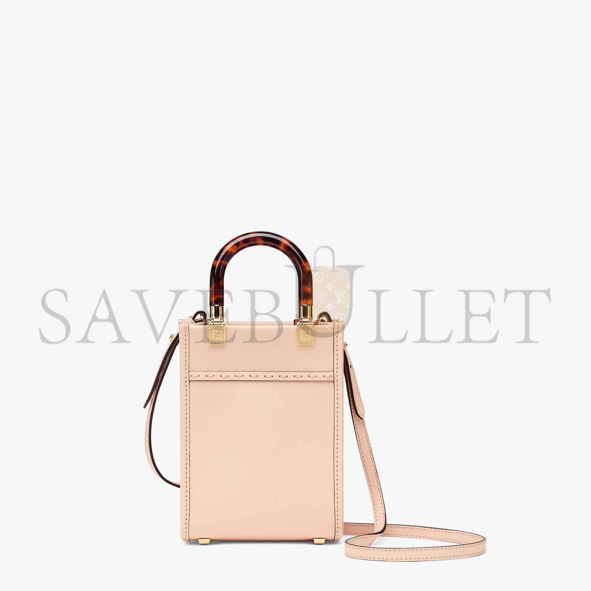 F**di mini sunshine shopper - pale pink leather mini bag 8bs051abvlf1hdg (18*13*6.5cm)