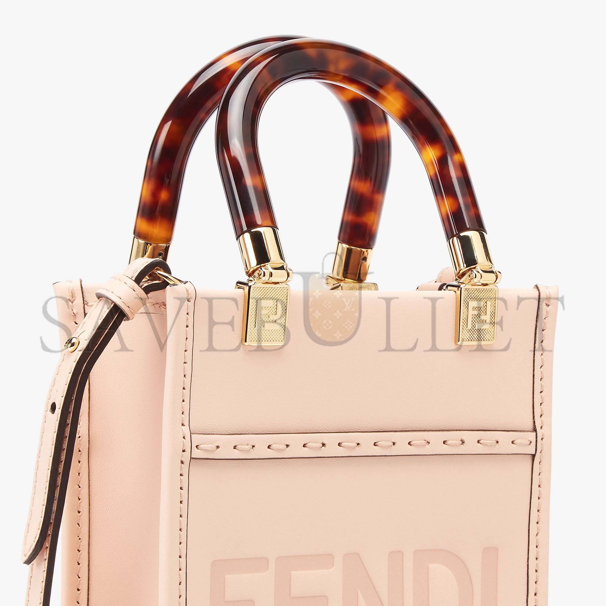 F**di mini sunshine shopper - pale pink leather mini bag 8bs051abvlf1hdg (18*13*6.5cm)