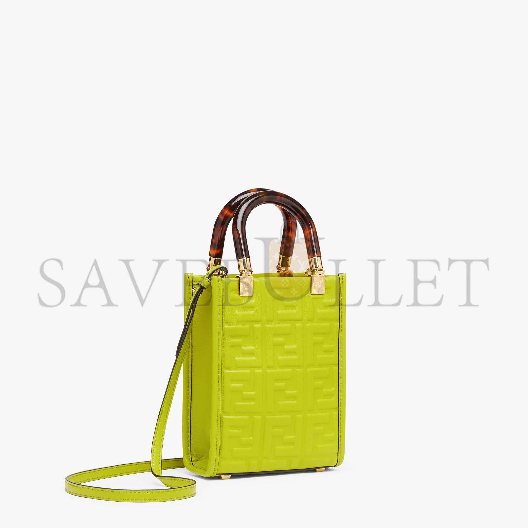 F**di mini sunshine shopper - acid green leather mini-bag 8bs051amcif1jcp (18*13*6.5cm)