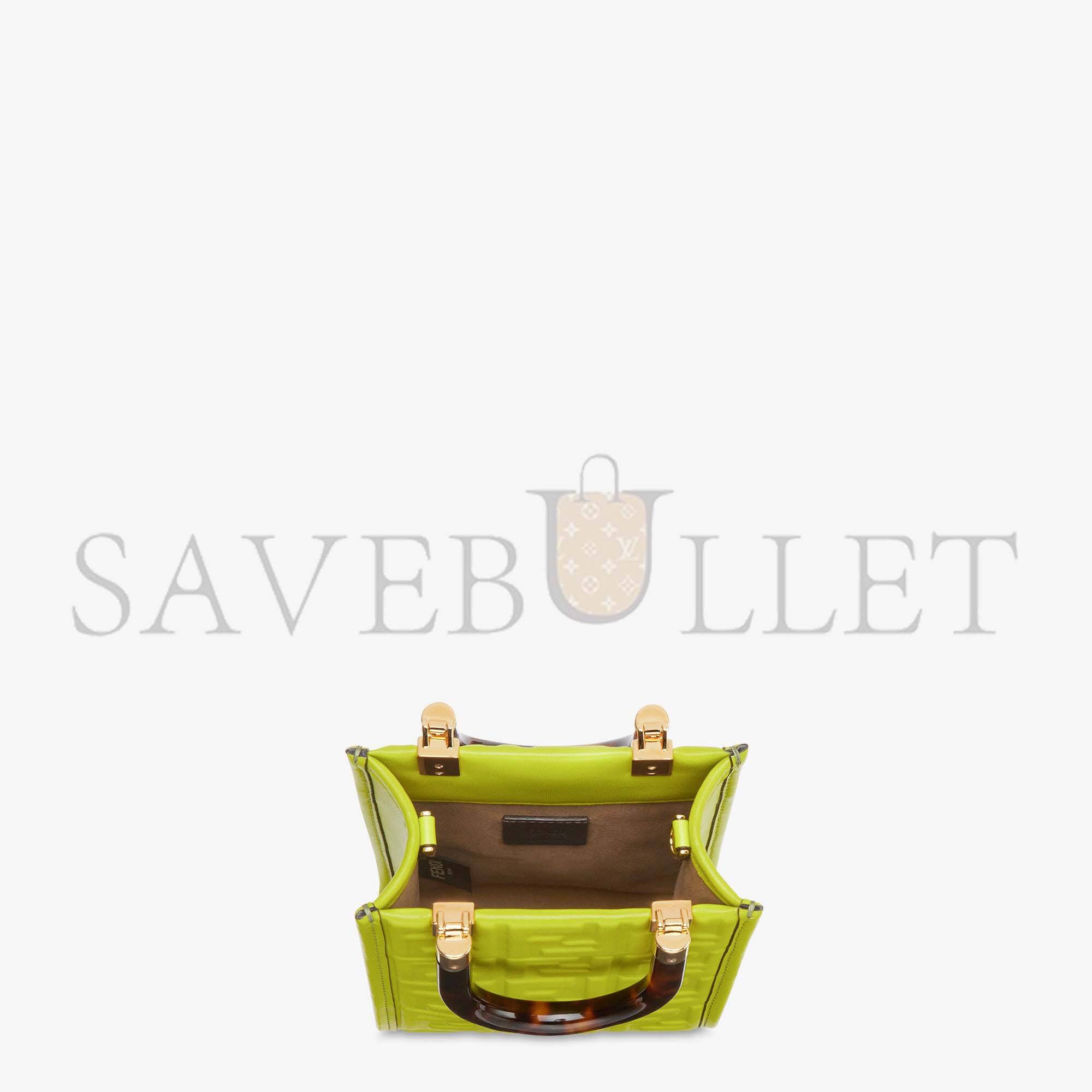 F**di mini sunshine shopper - acid green leather mini-bag 8bs051amcif1jcp (18*13*6.5cm)