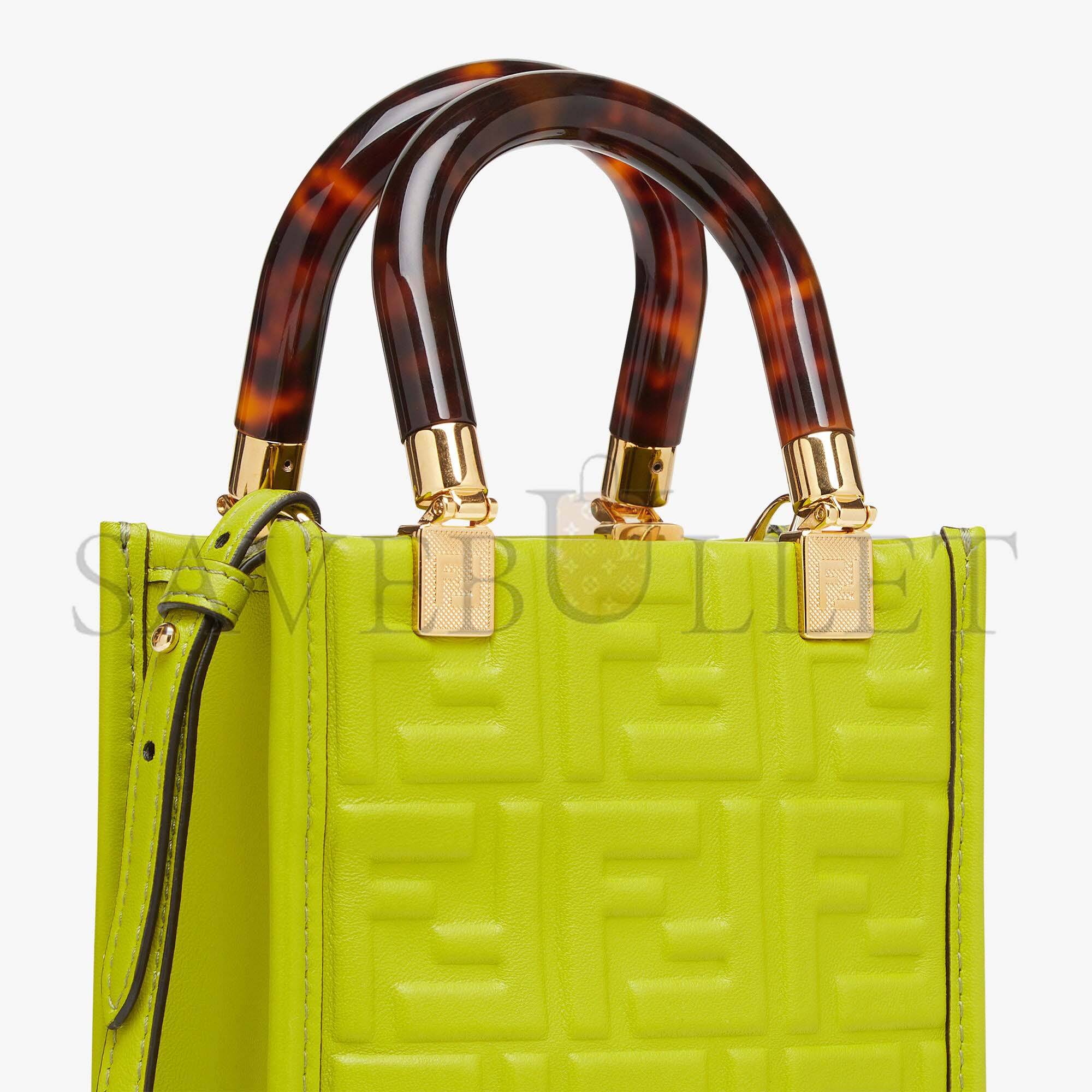 F**di mini sunshine shopper - acid green leather mini-bag 8bs051amcif1jcp (18*13*6.5cm)