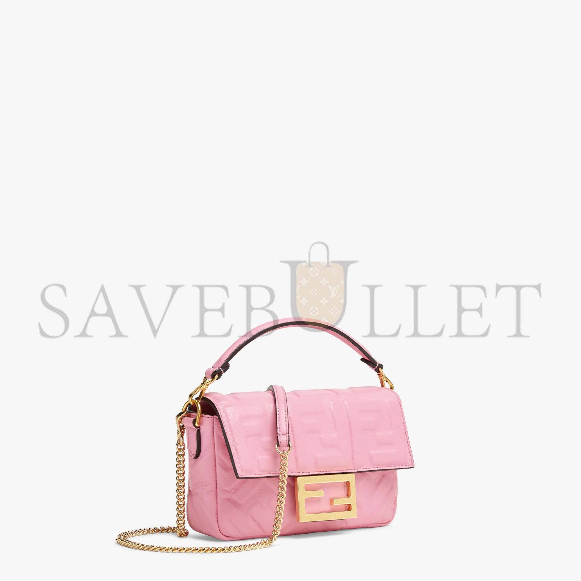 F**di baguette mini - pink nappa leather bag 8bs017a72vf1aqa (19*11.5*4cm)