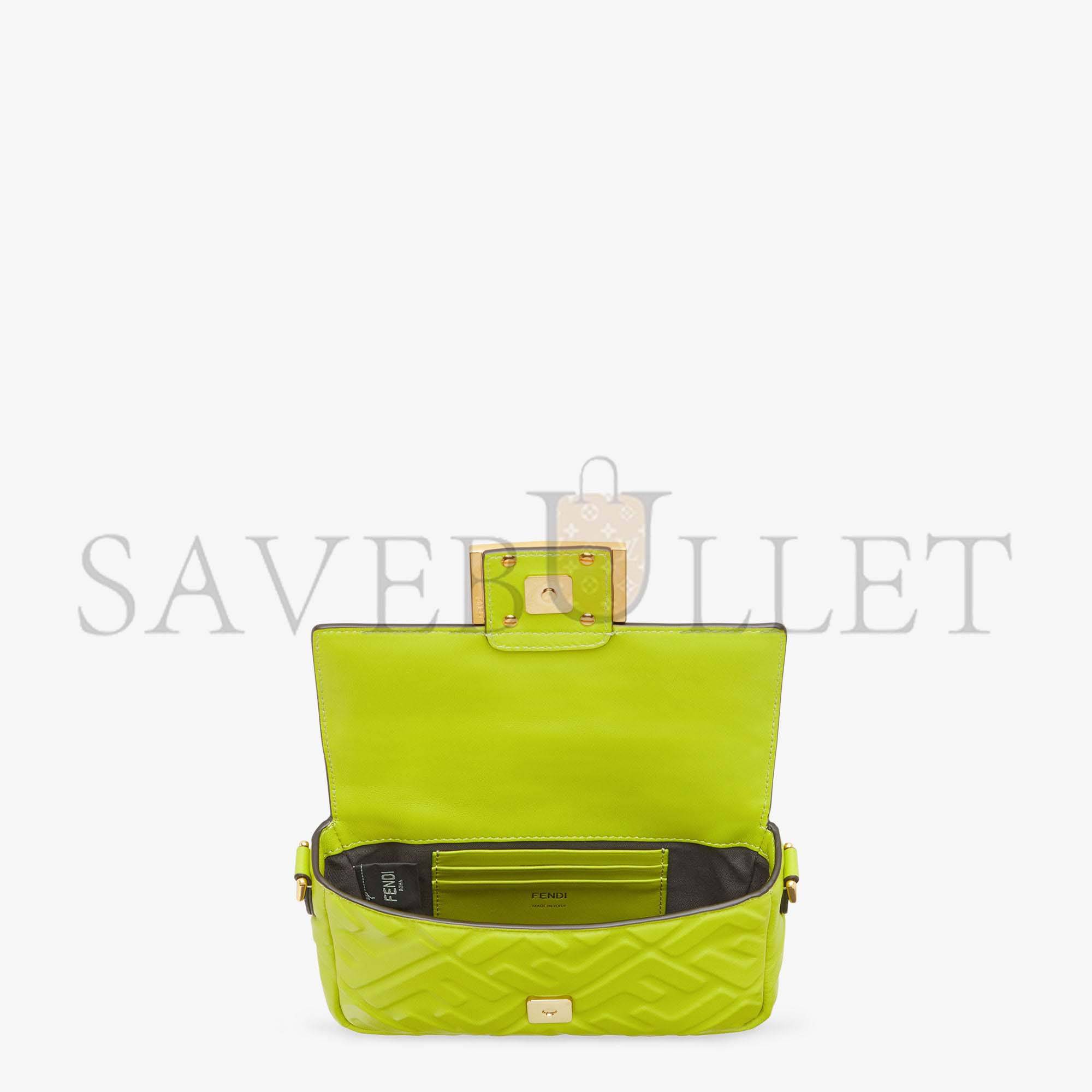 F**di baguette mini - acid green nappa leather bag 8bs017a72vf1jcm (19*11.5*4cm)