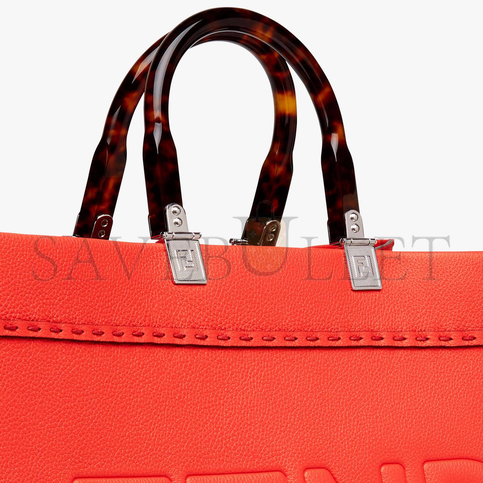 F**di sunshine medium - red full grain leather shopper 8bh386alfyf0h46 (35*31*17cm)