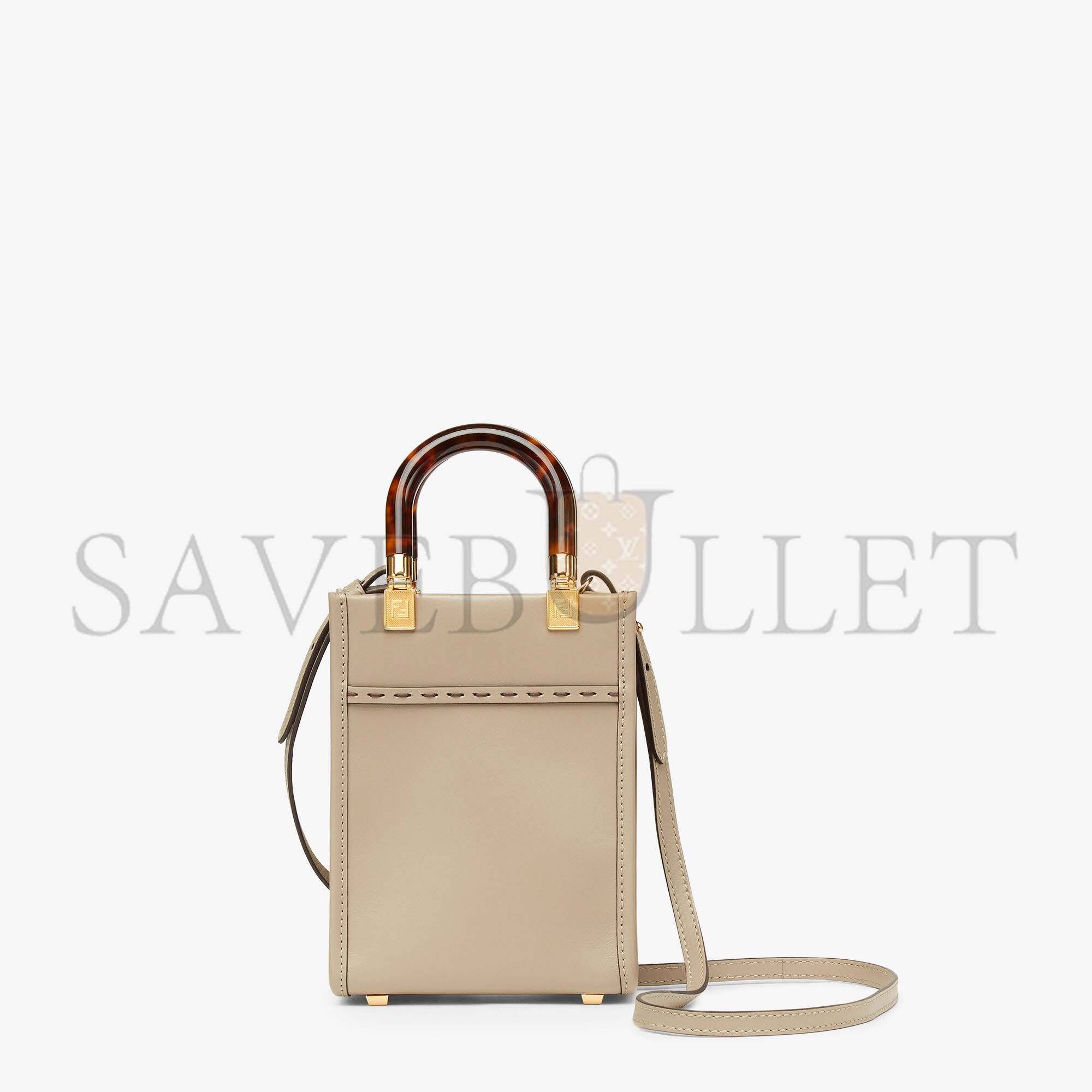 F**di mini sunshine shopper - dove-gray leather mini-bag 8bs051abvlf0e65 (18*13*6.5cm)