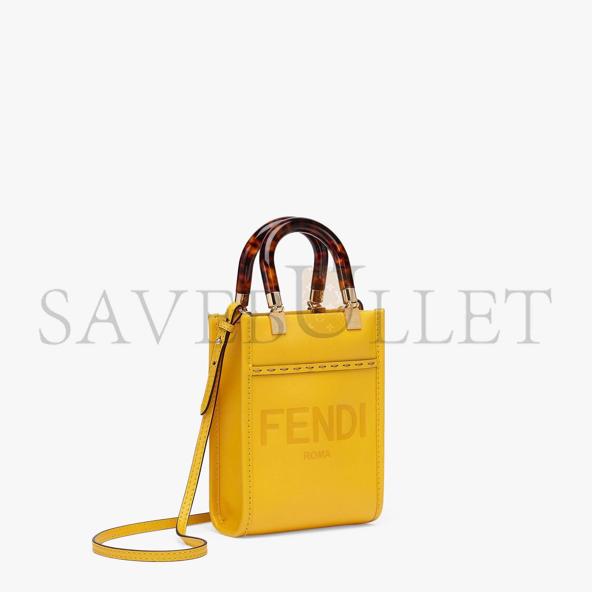 F**di mini sunshine shopper - yellow leather mini-bag 8bs051abvlf192e (18*13*6.5cm)