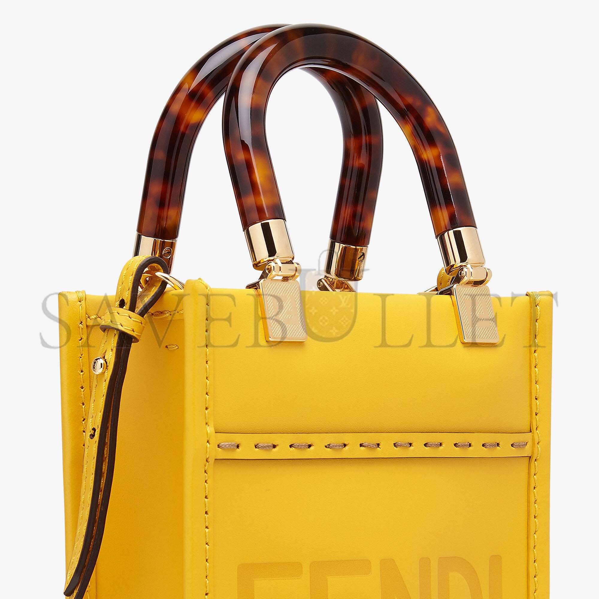 F**di mini sunshine shopper - yellow leather mini-bag 8bs051abvlf192e (18*13*6.5cm)