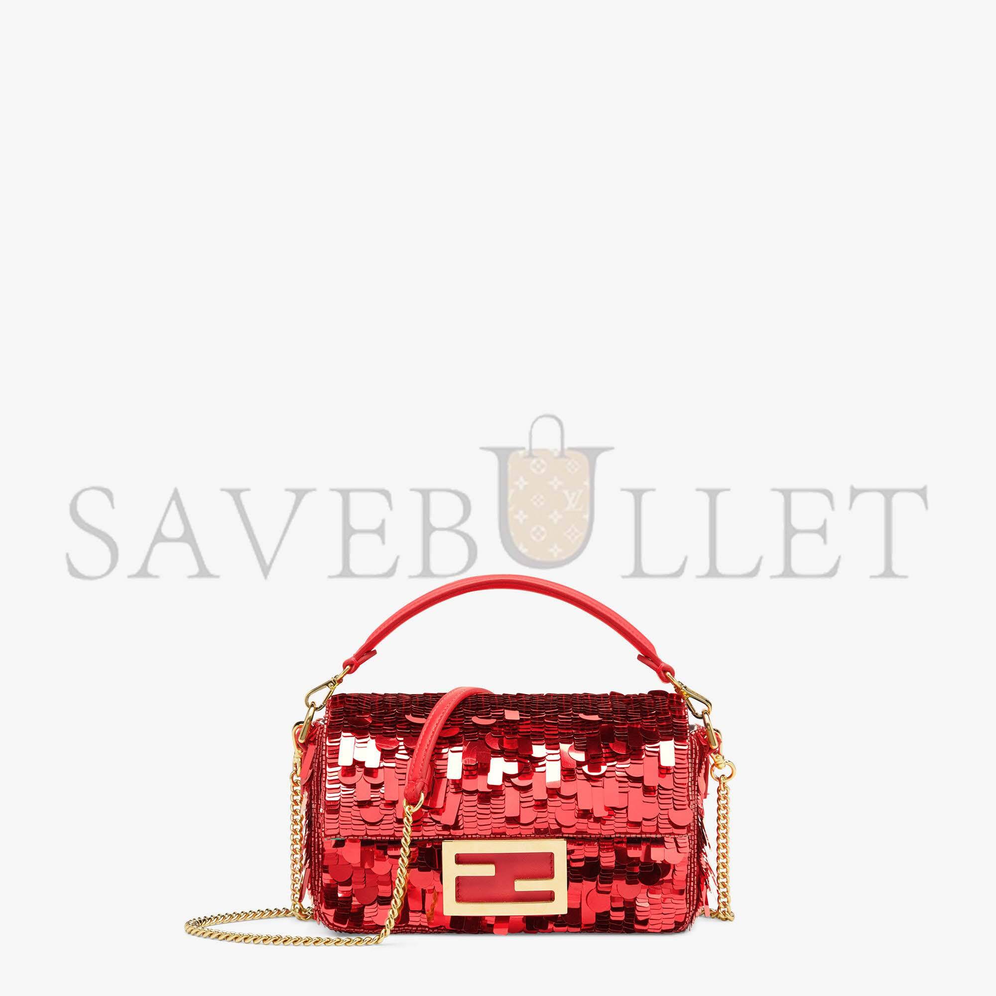 F**di baguette mini - dark red sequin and leather bag 8bs017amp0f0v3l (20*13*5cm)