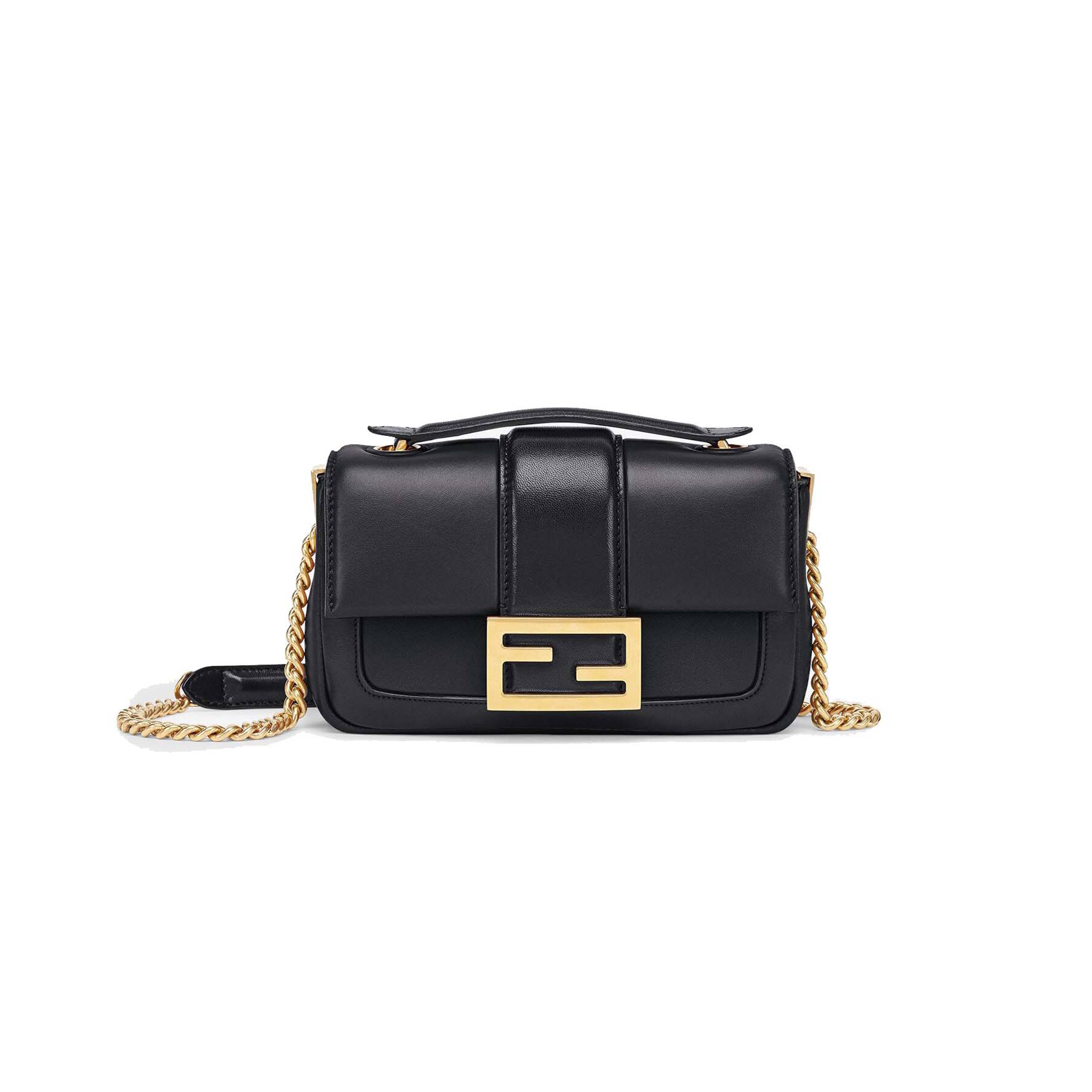 F**di mini baguette chain - black nappa leather bag 8bs045acnxf15zw (19*11.5*4cm)