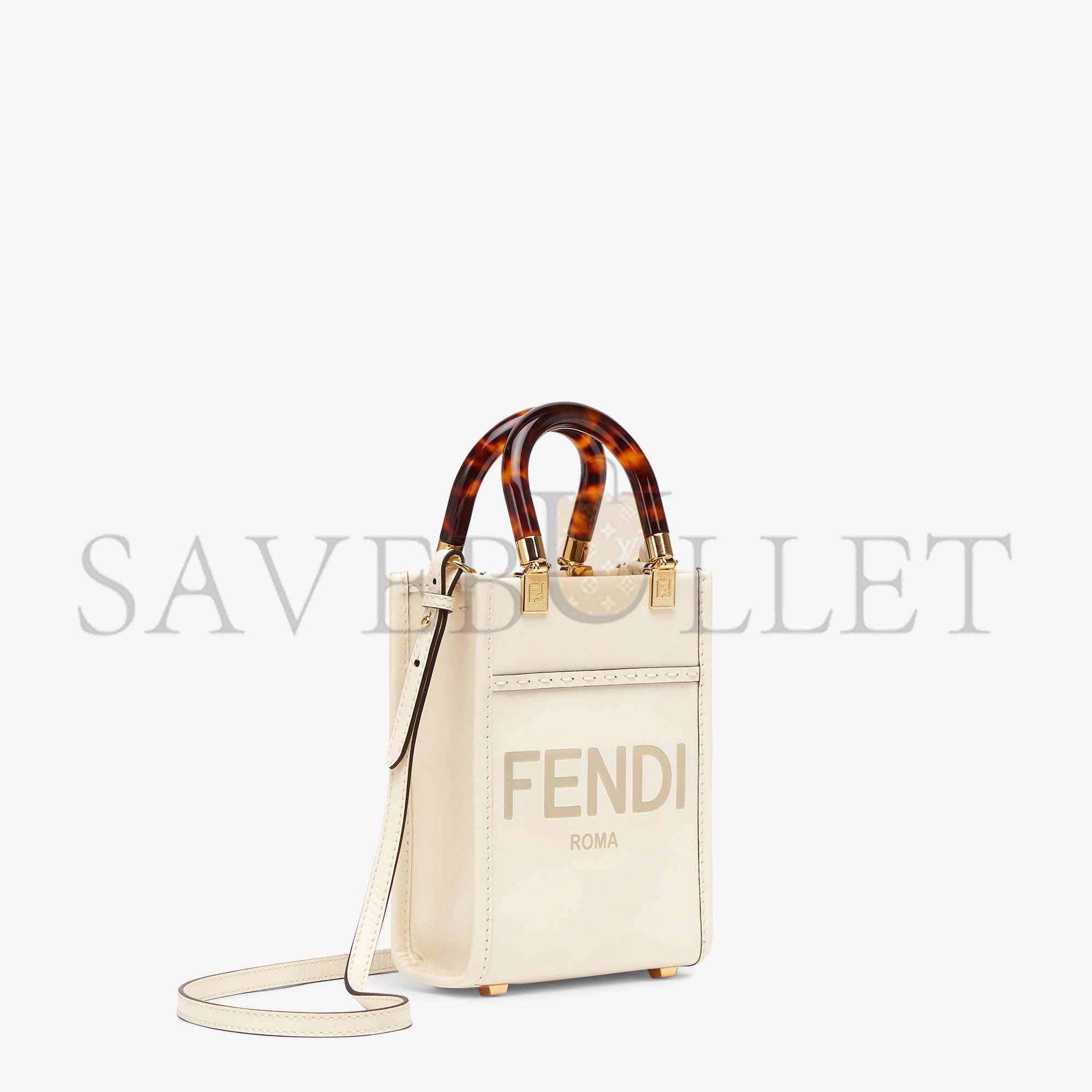 F**di mini sunshine shopper - white leather mini-bag 8bs051abvlf0k7e (18*13*6.5cm)