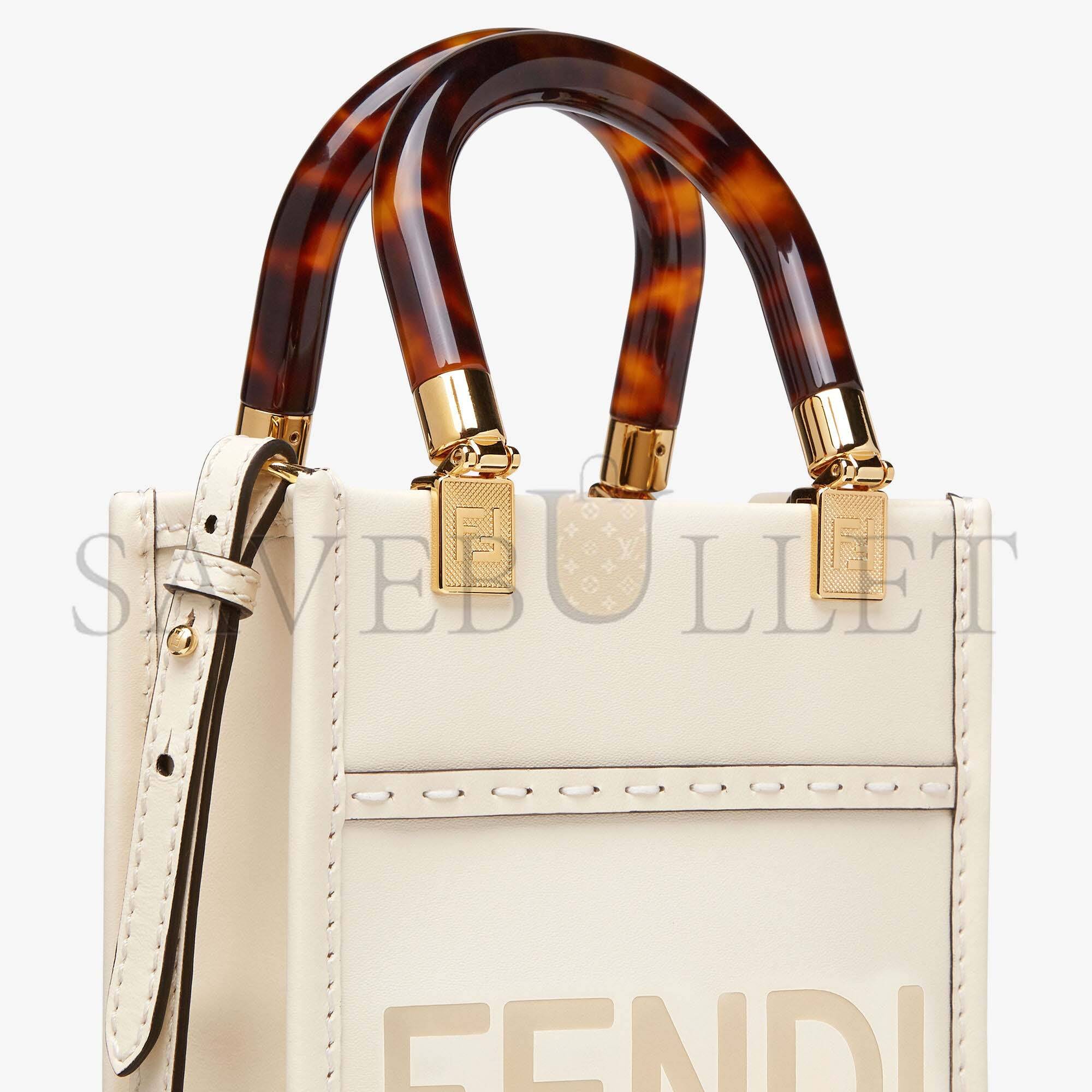 F**di mini sunshine shopper - white leather mini-bag 8bs051abvlf0k7e (18*13*6.5cm)