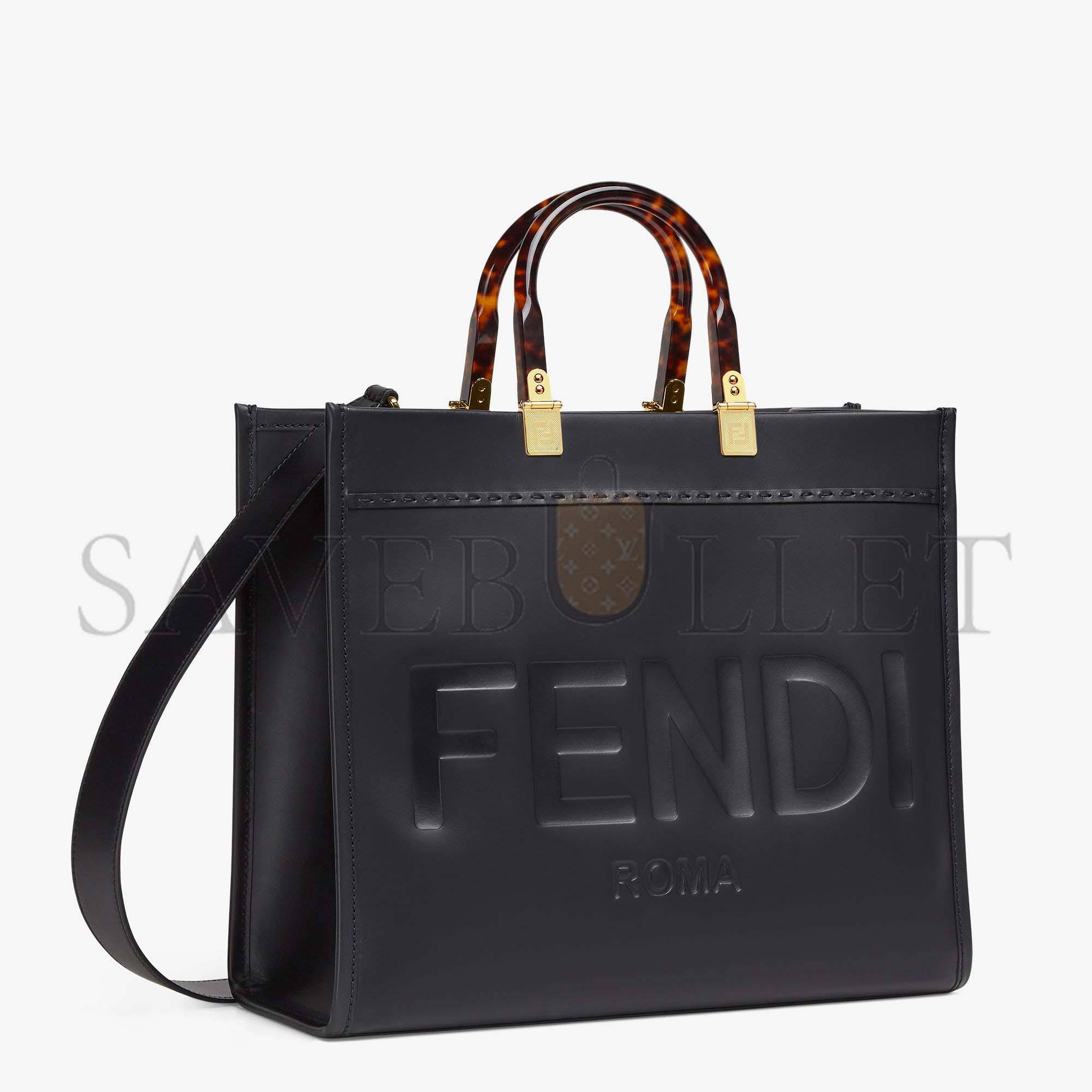 F**di sunshine medium - black leather shopper 8bh386abvlf0kur (35*31*17cm)