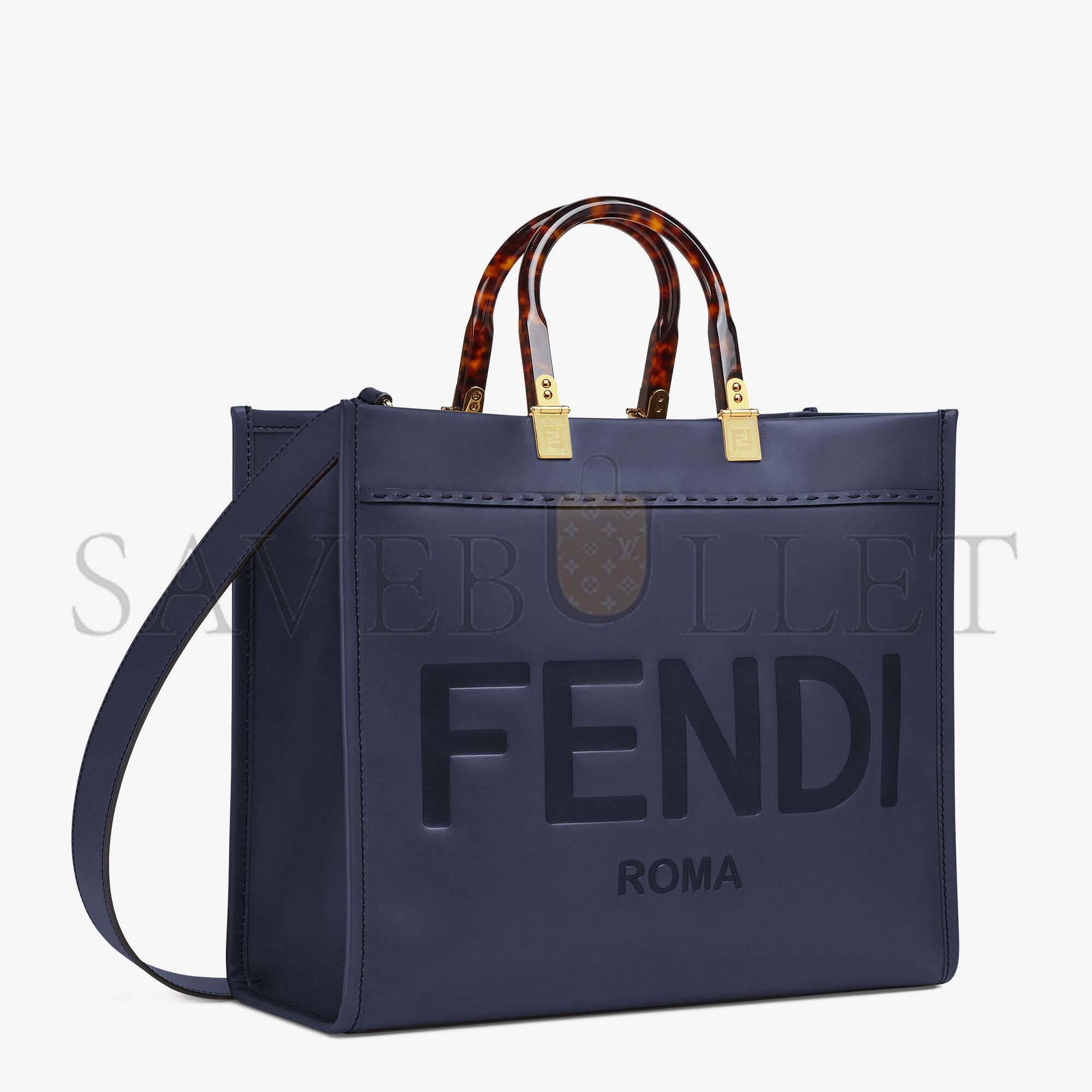 F**di sunshine medium - dark blue leather shopper 8bh386abvlf1998 (35*31*17cm)