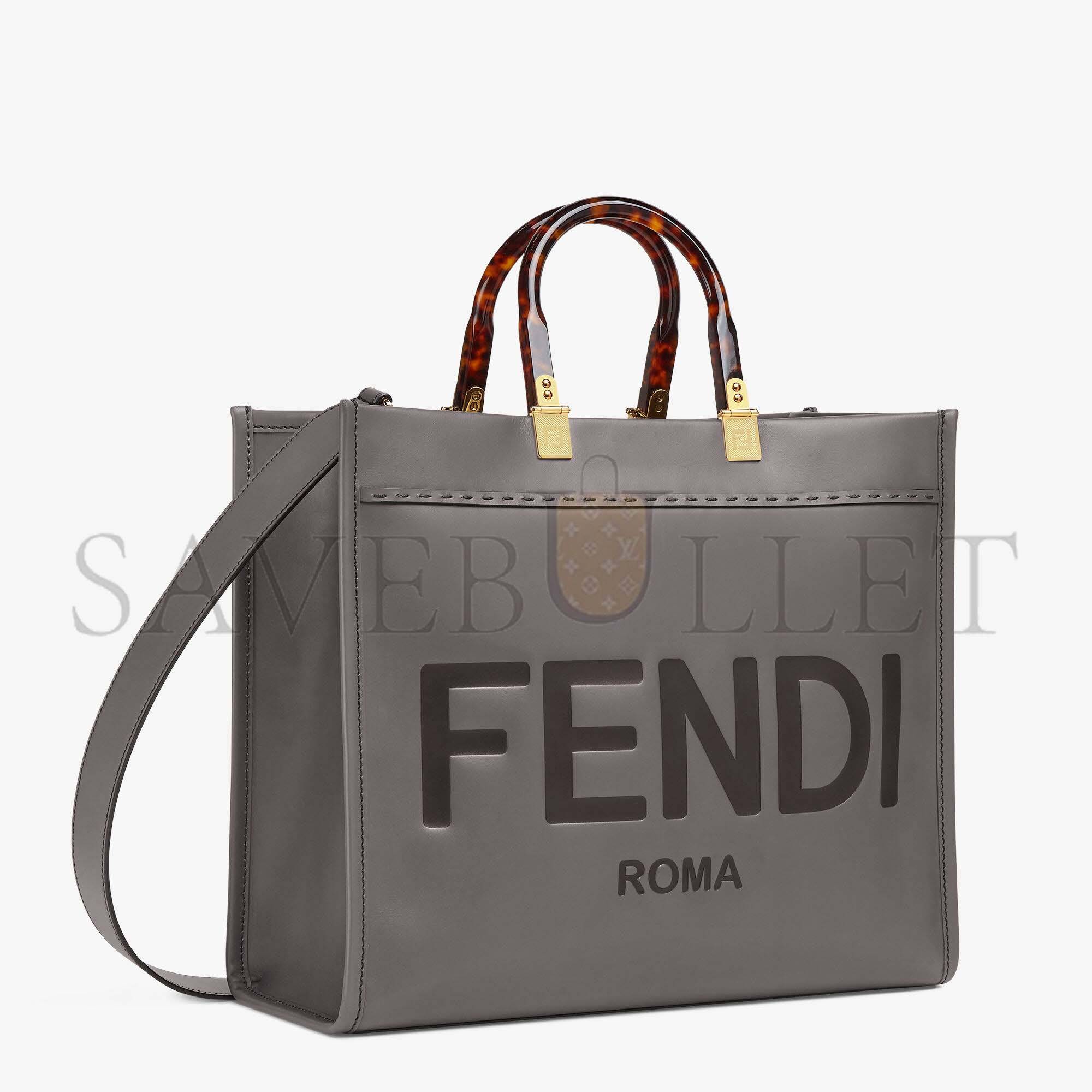 F**di sunshine medium - gray leather shopperi 8bh386abvlf1bzc (35*31*17cm)