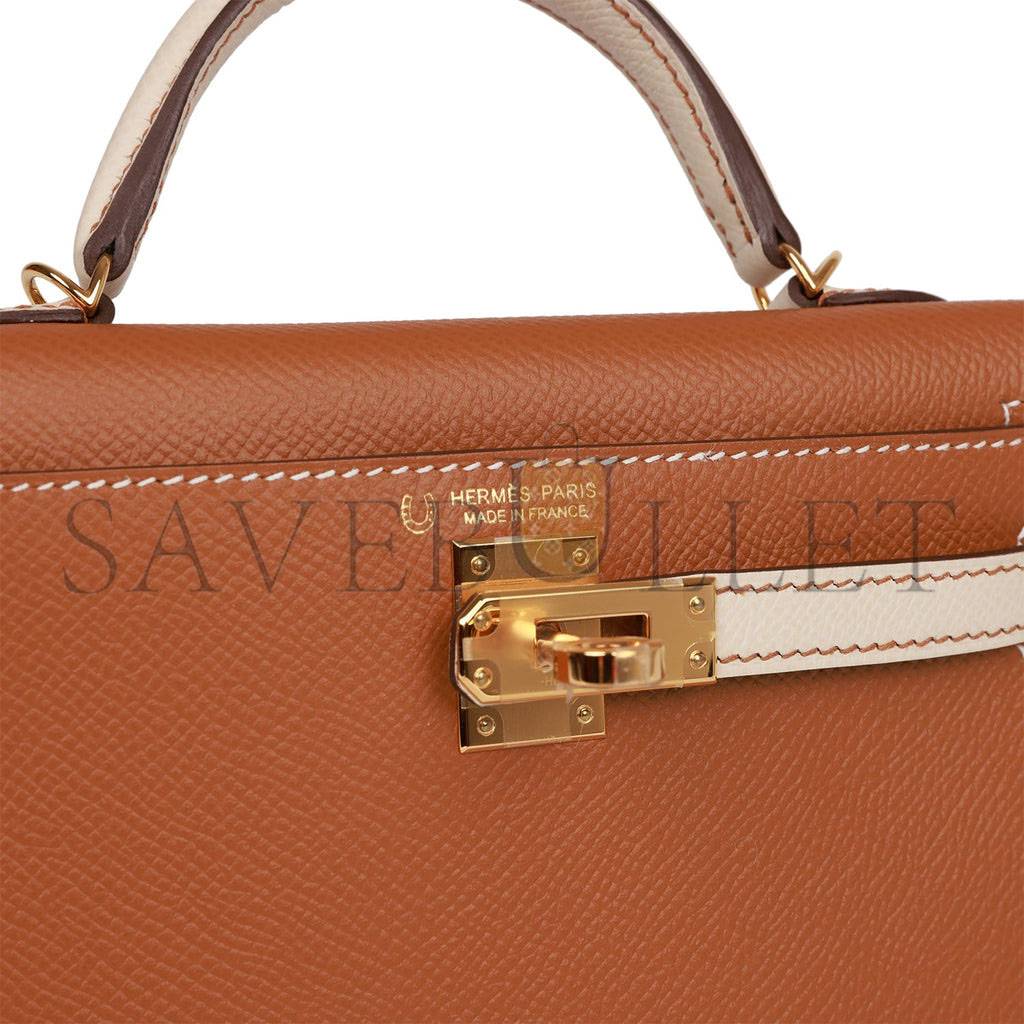 H**mes special order (hss) kelly mini sellier 20 gold and craie epsom gold hardware (19*12*5.5cm)