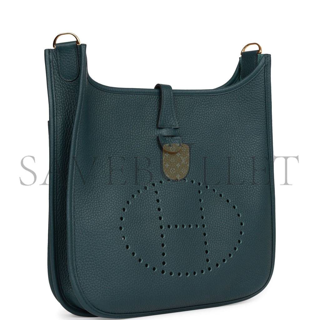 H**mes evelyne iii pm vert cypress clemence gold hardware (29*30*7cm)