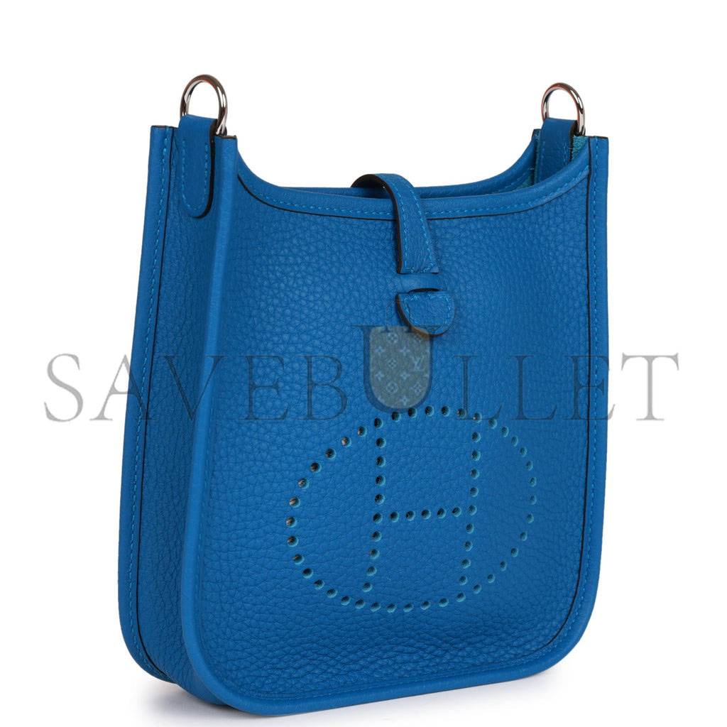 H**mes evelyne tpm bleu mykonos clemence palladium hardware (17cm)